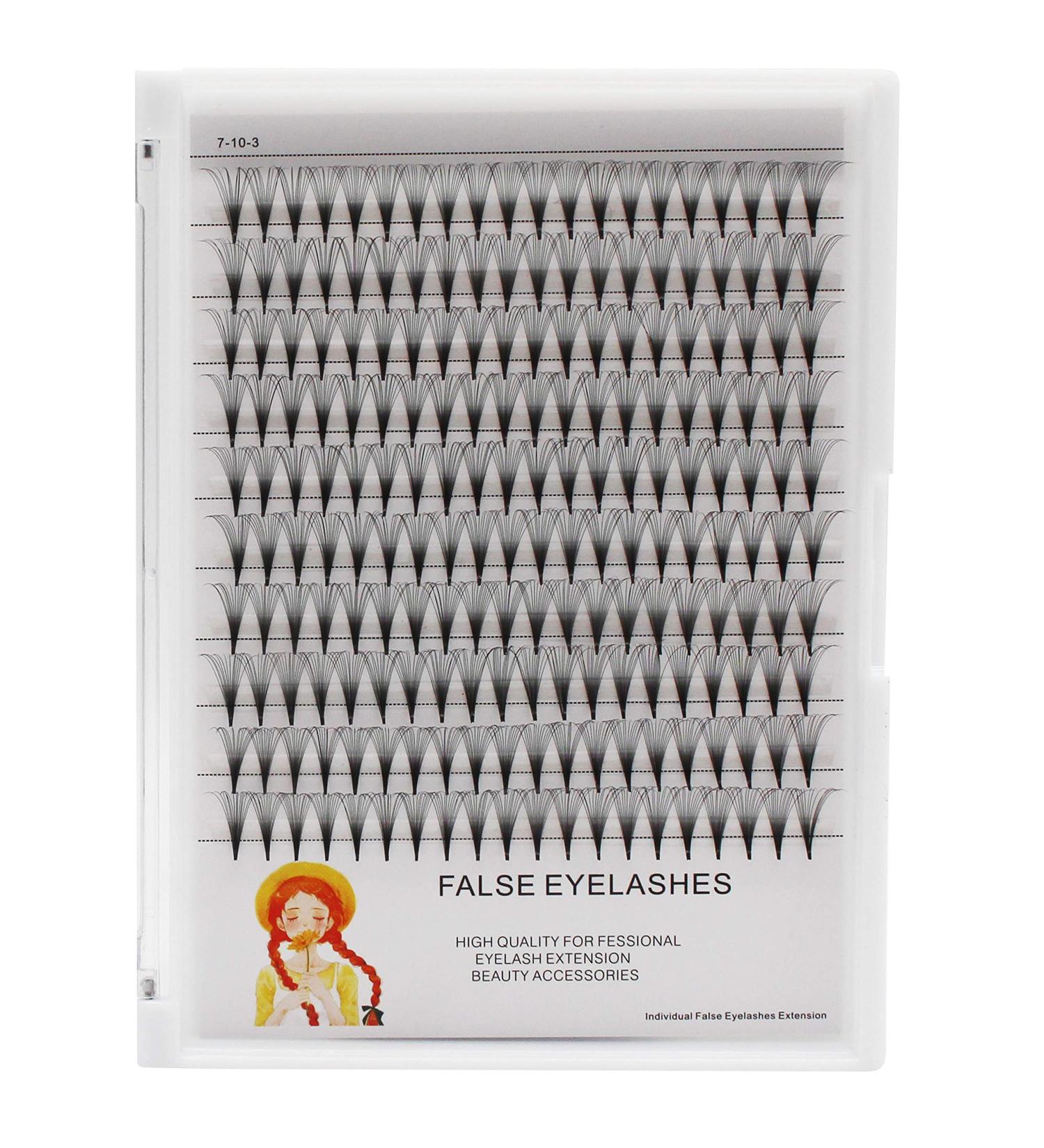 0.07mm D Curl 14D Premade Fans - Natural Soft Light Individual False Eyelashes Extensions (10-18mm) - Long Stem Cluster Lashes for Stunning Eye Makeup - Buy Online on SooperMarket.com