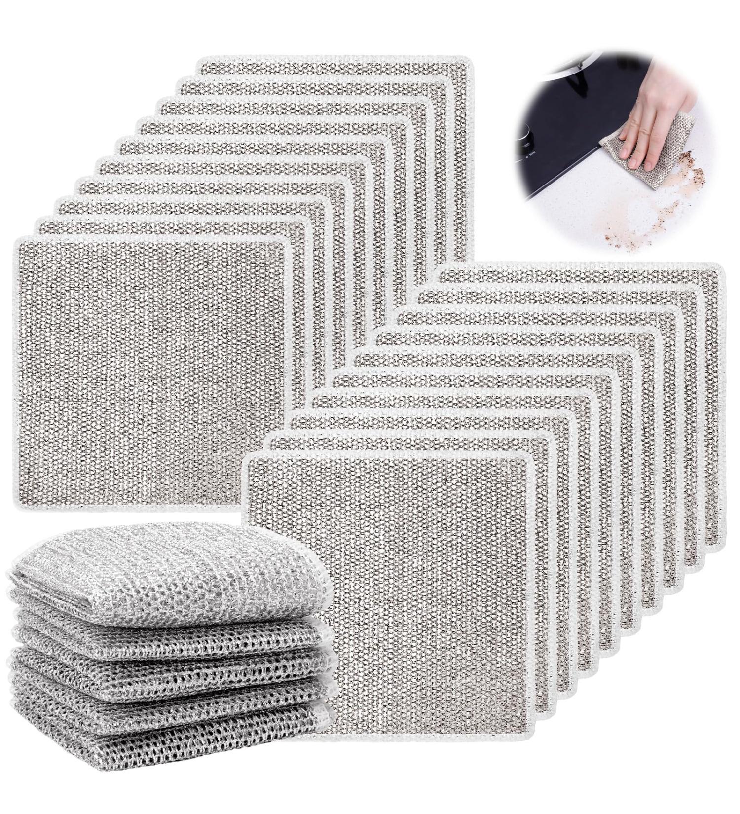 XINRUI 20 PCS Multipurpose Wire Dishwashing Rags for Wet and Dry Non-Scratch Wire Dishcloth Reusable Kitchen Cleaning Towels Dish Cloths No Odor Quick Drying for Home Kitchen Daily Cleaning - Buy Online on SooperMarket.com