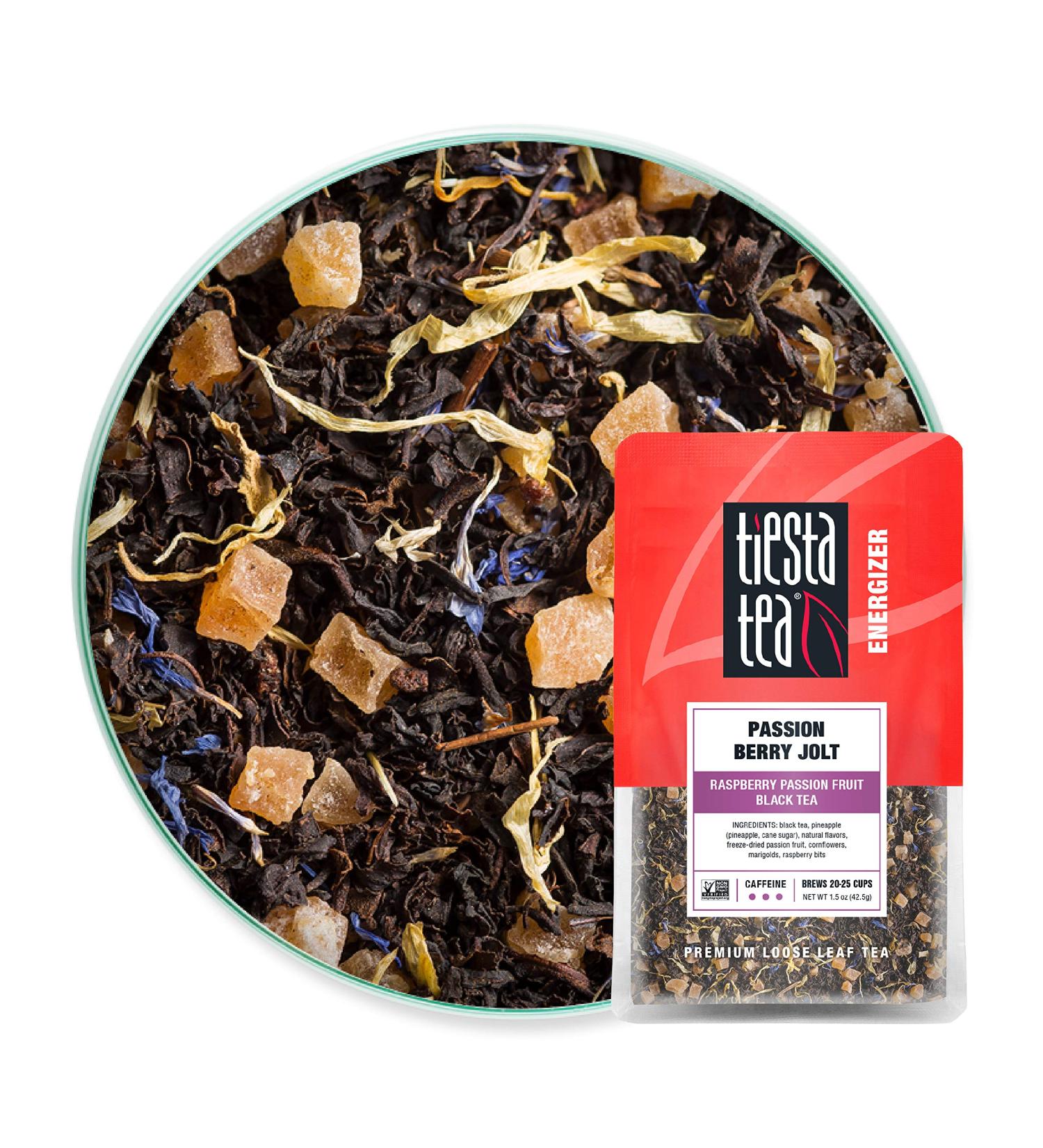 Tiesta Tea Passion Berry Jolt - Raspberry Passion Fruit Black Tea, High Caffeine, Loose Leaf, 1.5 oz Pouch â€“ 25 Cups - Buy Online on SooperMarket.com