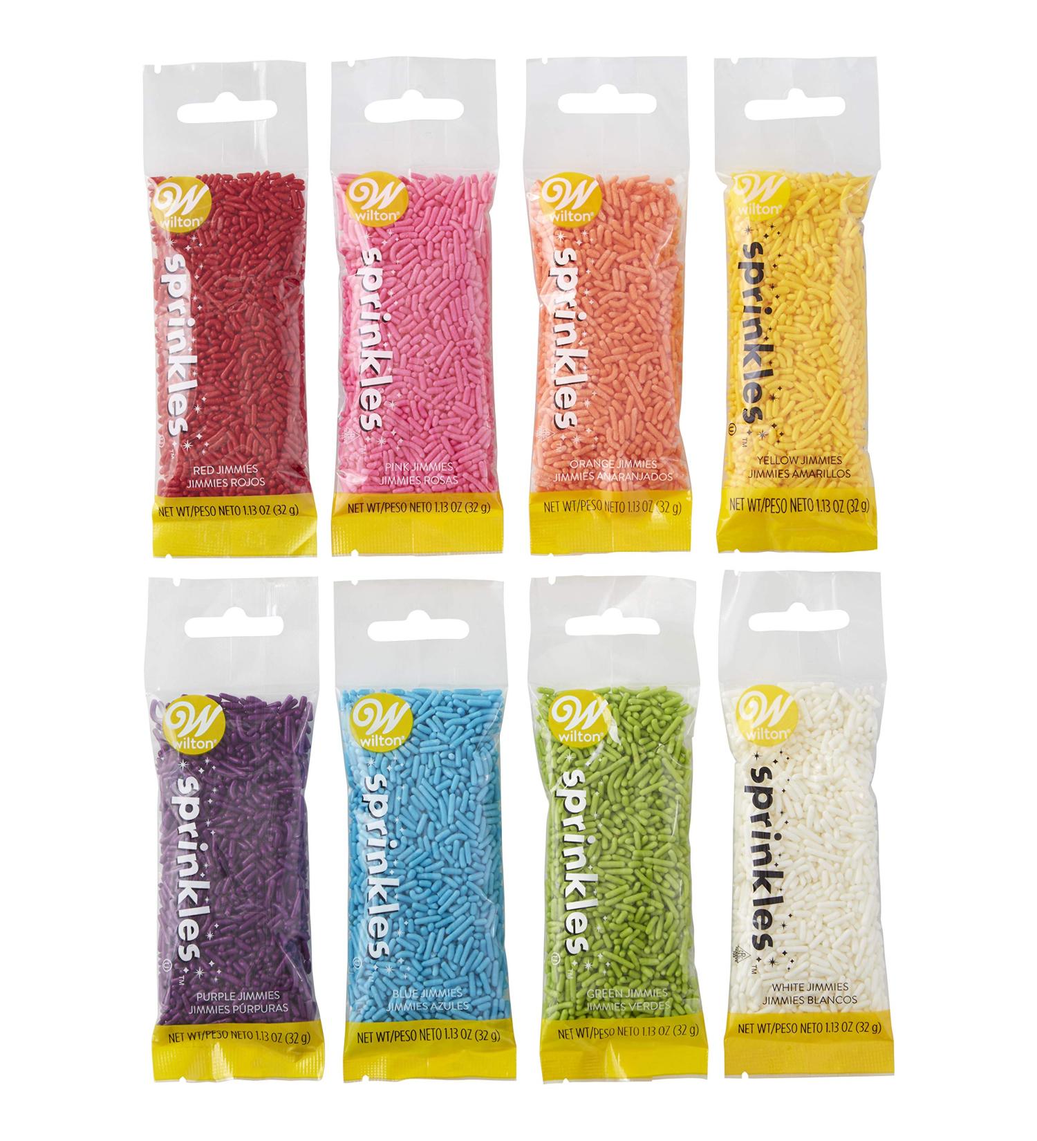 Wilton Rainbow Jimmies Sprinkles 8-Piece Dessert Decorating Set - Colorful Decorative Toppings for Cakes, Cupcakes, and Cookies - Buy Online on SooperMarket.com