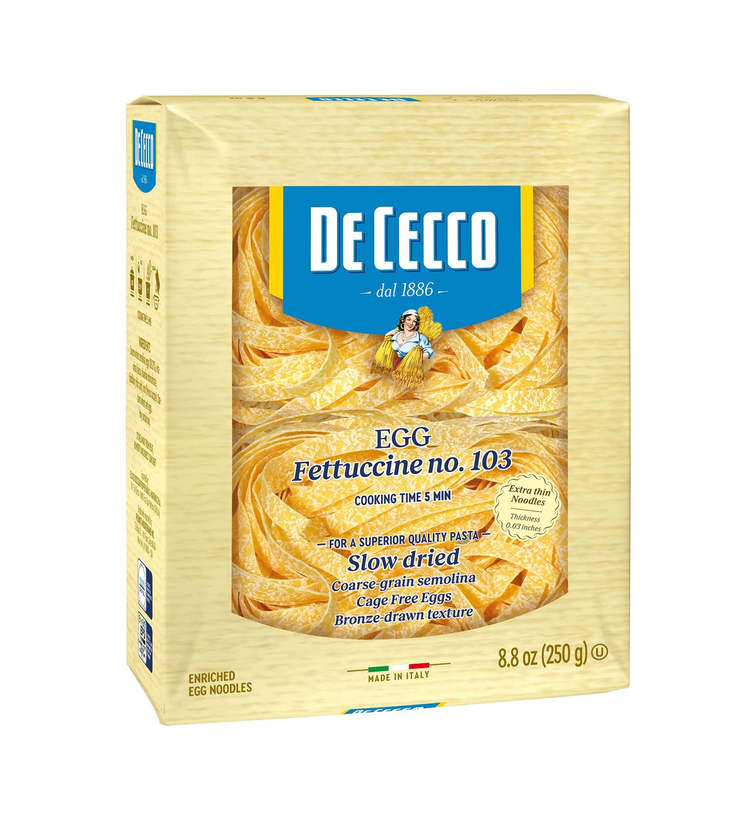 De Cecco Egg Fettuccine No.103 8.8 oz - Pack of 4 | Imported Italian Pasta - Buy Online on SooperMarket.com