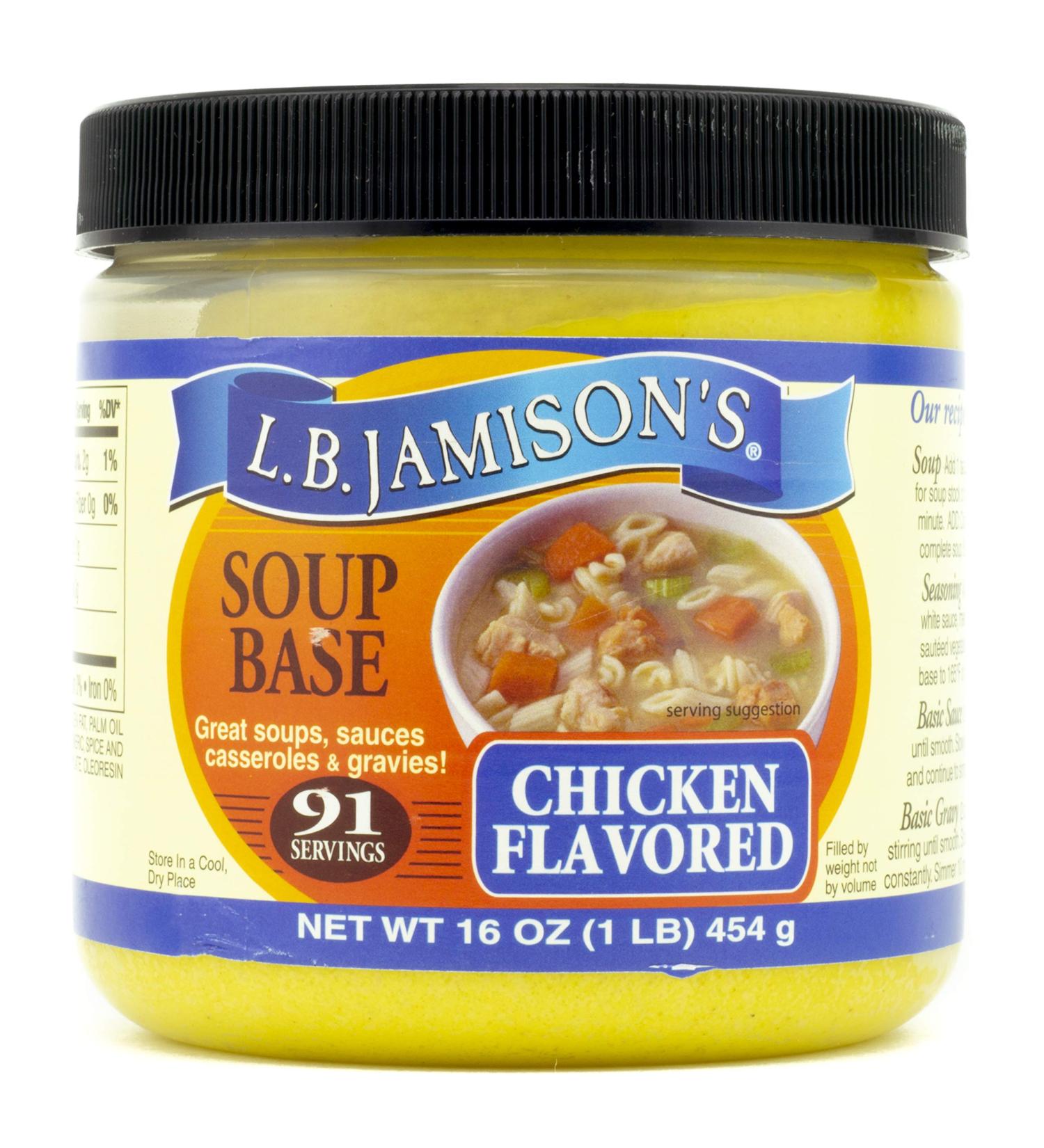 L.B. Jamison Chicken Soup Base 1lb - Authentic Flavor, Easy to Use - Buy Online on SooperMarket.com