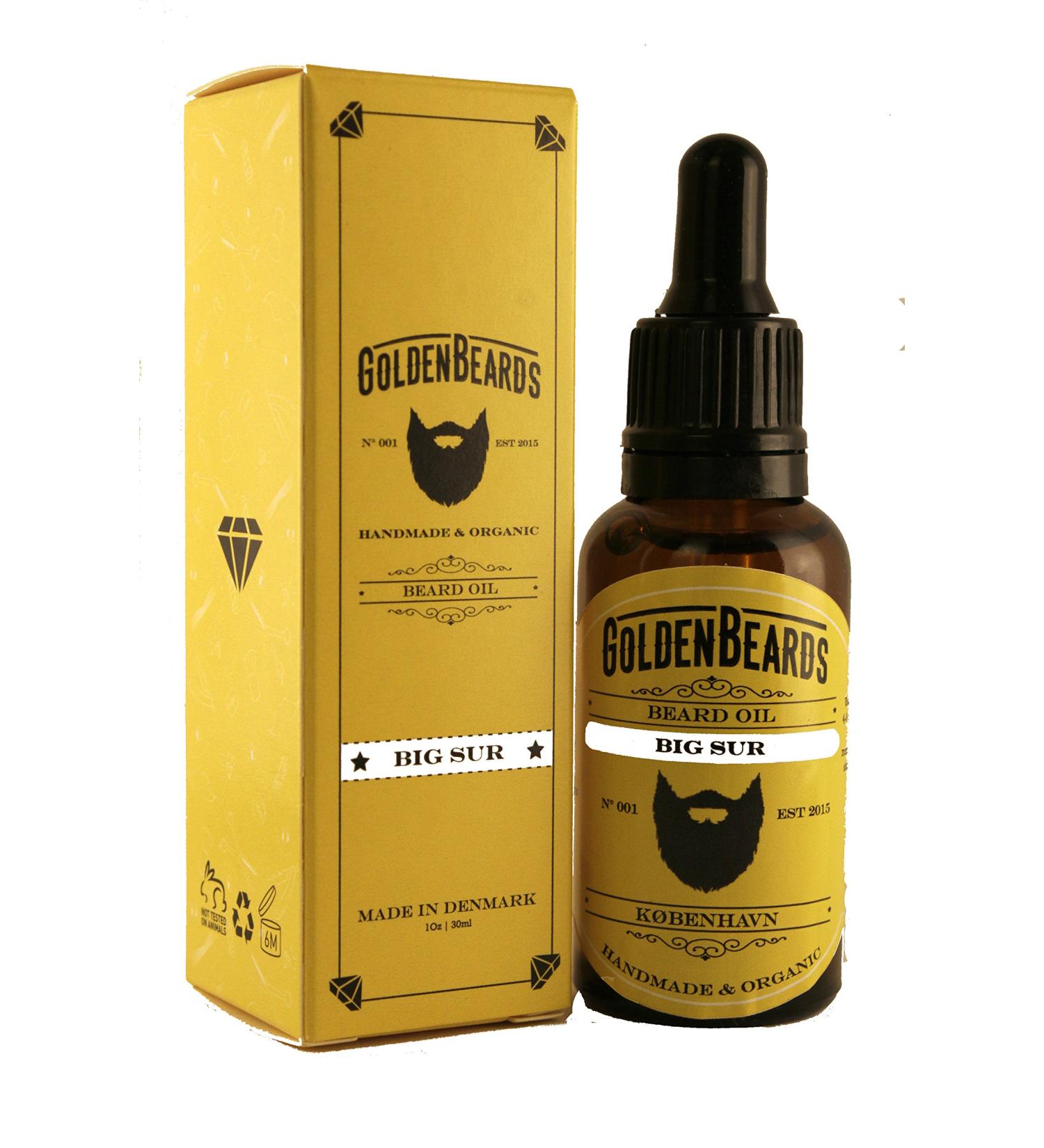 Organic Beard Oil & Growth | Big SUR 1Oz | 100% Vegan Moisturizing & Itch Relief | Golden Beards | Made in Denmark - Buy Online on SooperMarket.com