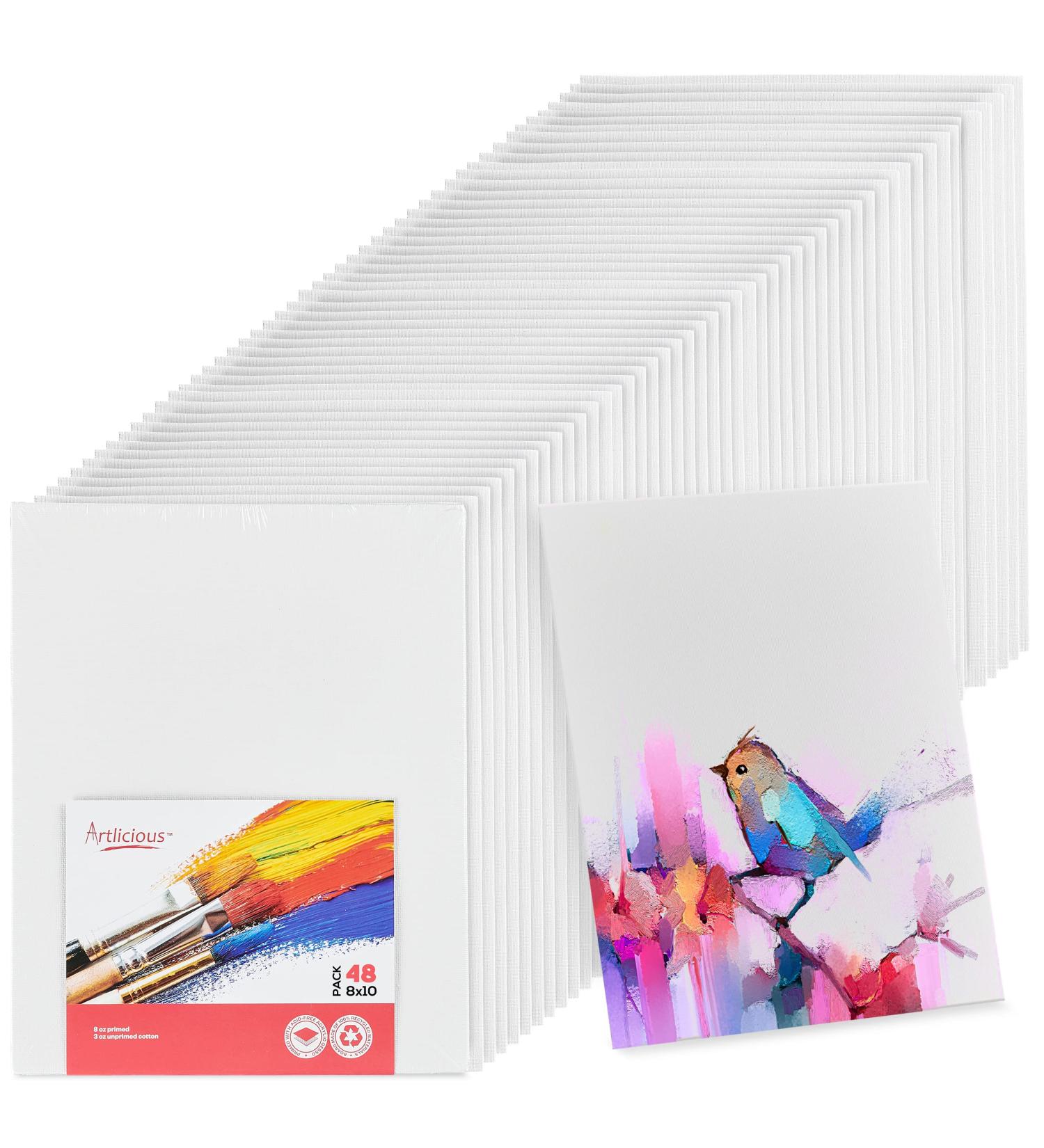 Artlicious 8x10 Blank White Canvas Boards - Pack of 12 | 100% Cotton Art Panels for Oil, Acrylic & Watercolor Paint - Buy Online on SooperMarket.com