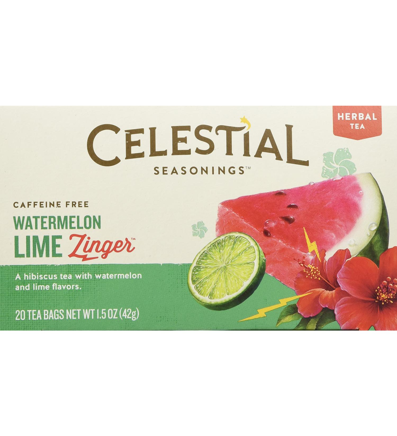 Celestial Seasonings Watermelon Lime Zinger Tea - 20 Bags | Refreshing Herbal Blend - Buy Online on SooperMarket.com