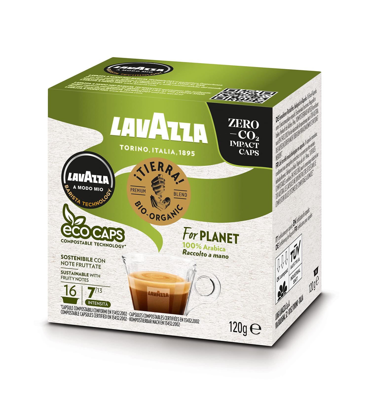 Lavazza A Modo Mio Tierra Bio for Planet 16 ECO CAPS Coffee Capsules (4) - Buy Online on SooperMarket.com