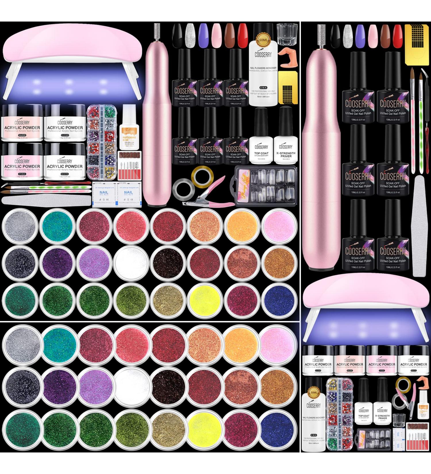 Cooserry 79 in 1 Acrylic Nail Kit with Drill, UV Light, and Glitter Powder - Professional Nails Set with Gel Polish - Perfect for Beginners and Professionals - Buy Online on SooperMarket.com