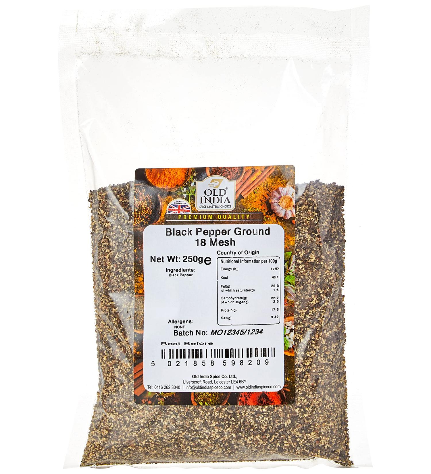 Old India Black Pepper Ground 18 Mesh 250g - Premium Quality Spice - Buy Online on SooperMarket.com