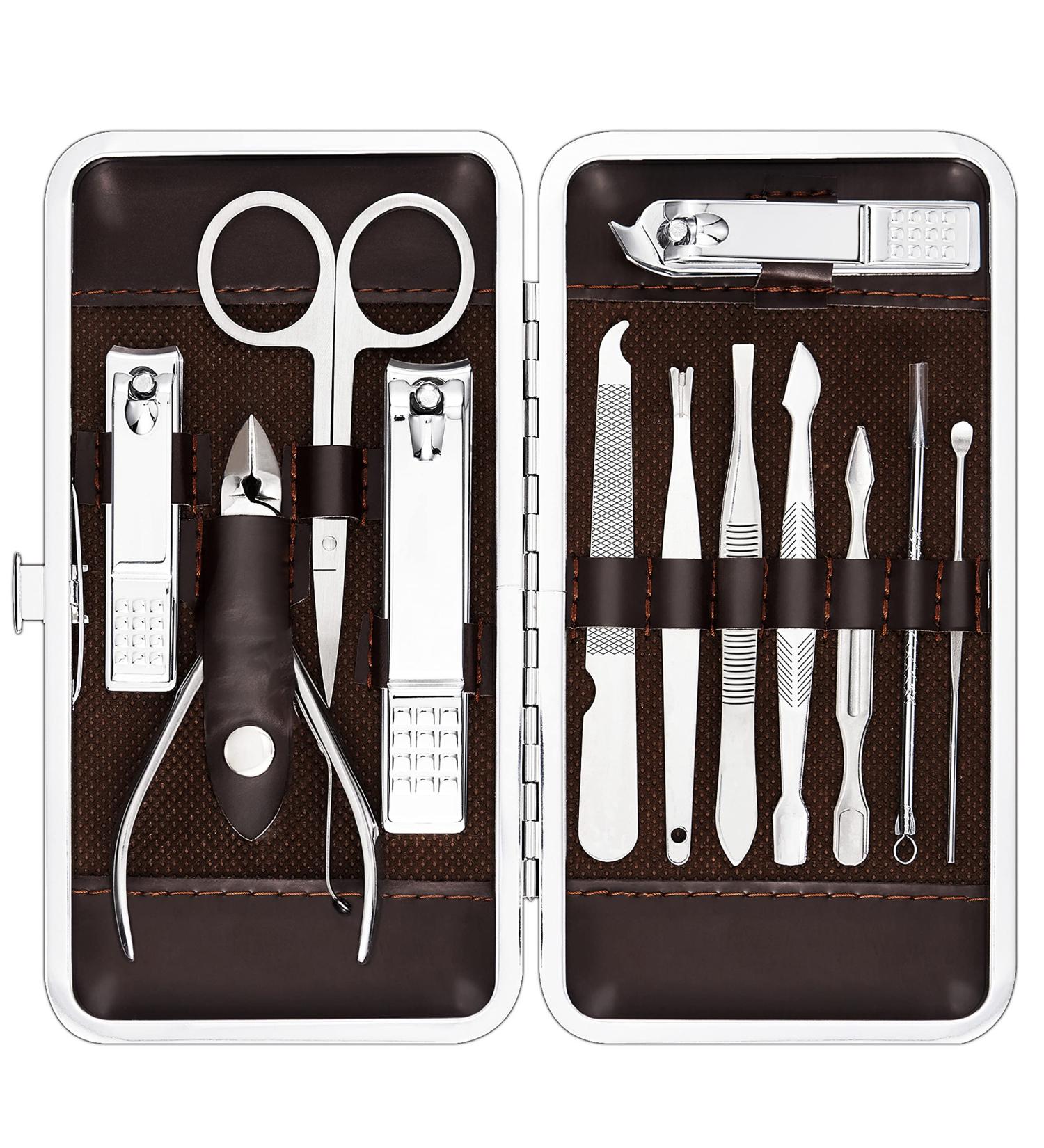 Cater Manicure Nail Clippers Set - Professional 12Pcs Grooming Kit with Luxurious Travel Case - Buy Online on SooperMarket.com