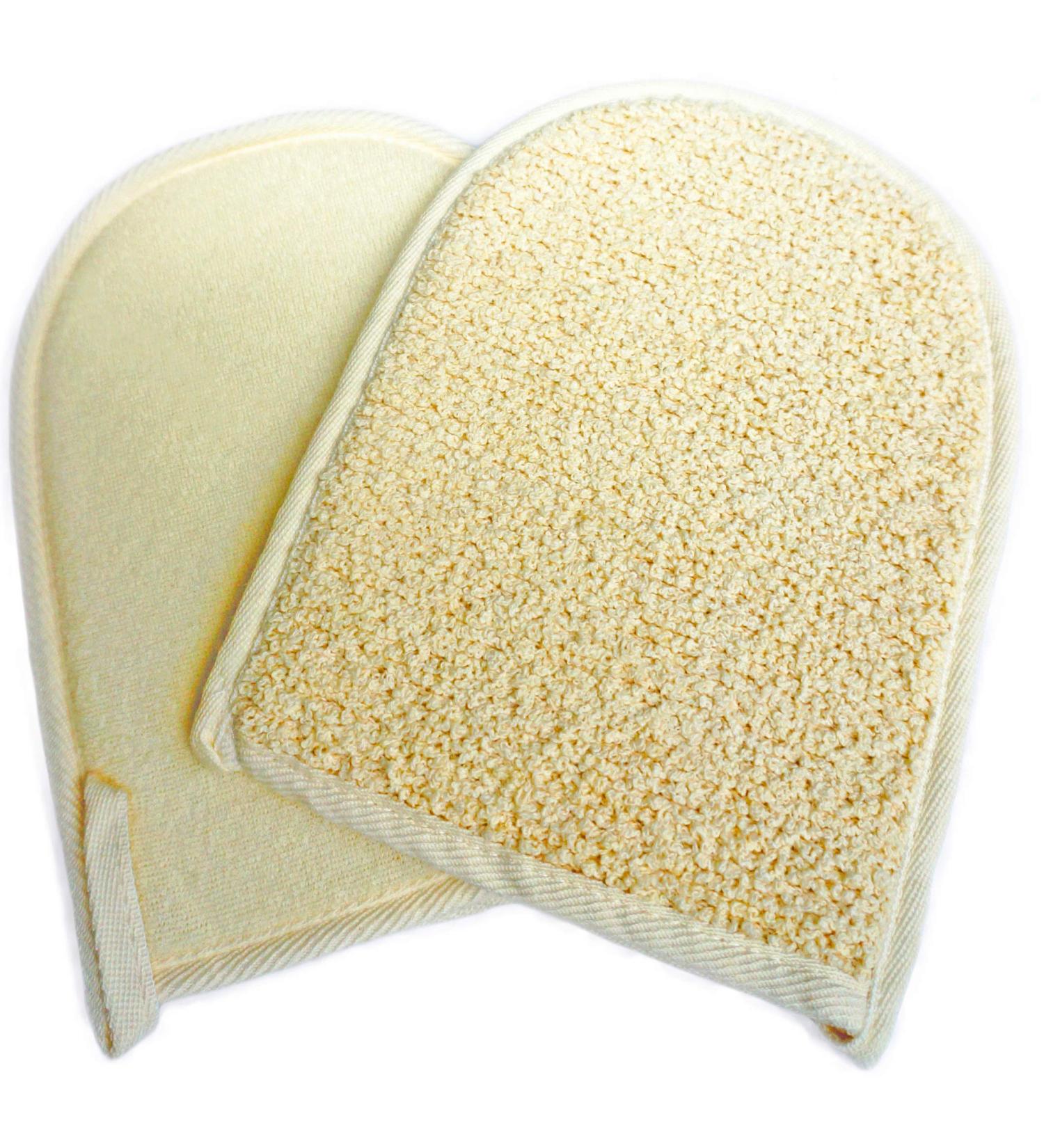 2 Pack Soft Terry Cloth Exfoliating Sisal Shower Scrubber Mitts - Skin Care Bath Spa Gloves for Anti-aging Results - Buy Online on SooperMarket.com