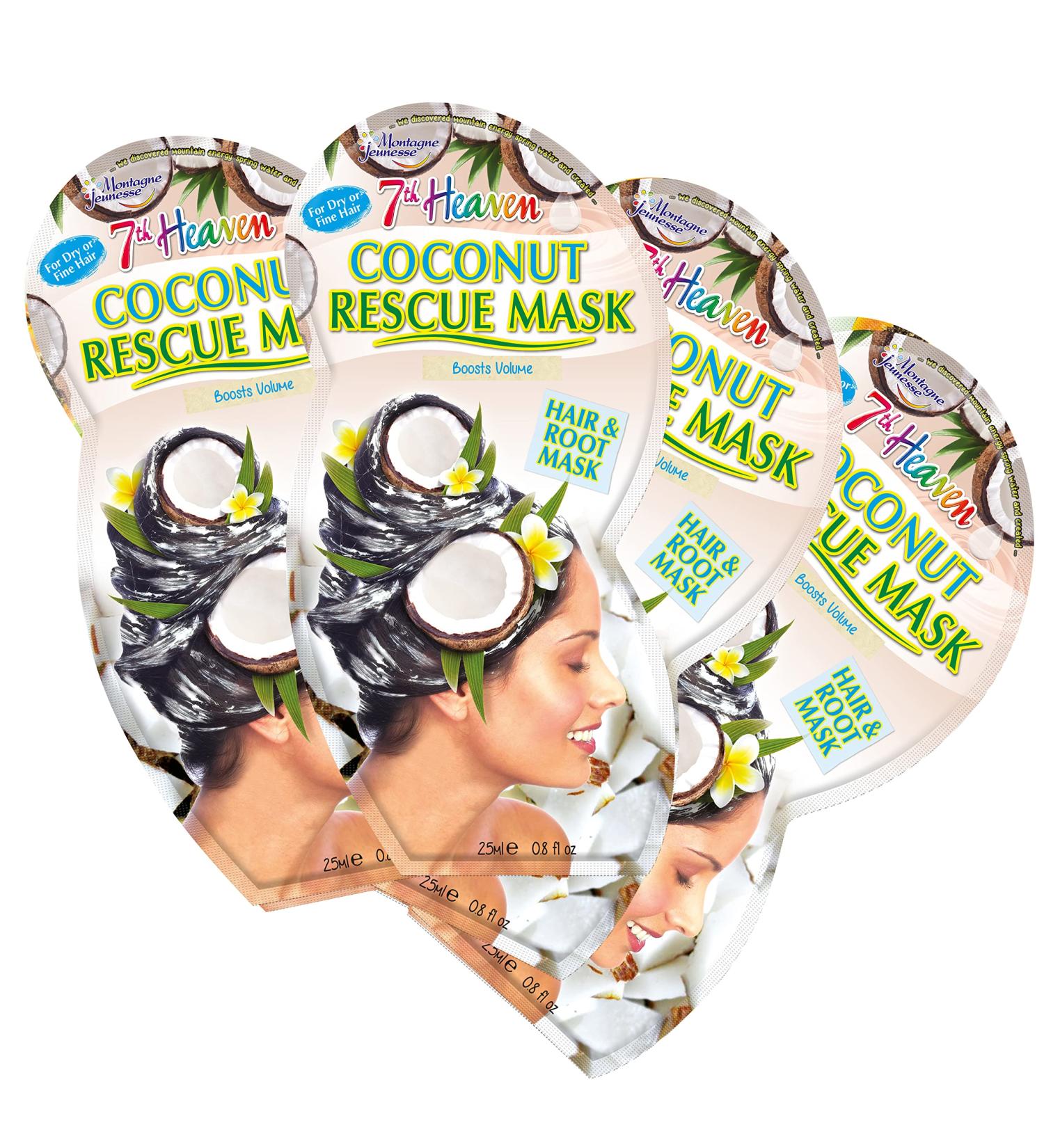 7th Heaven Coconut Hair and Root Rescue Mask - Strengthening Quinoa & Coconut Oil 4-Pack | Volumizing Hair Treatment - Buy Online on SooperMarket.com