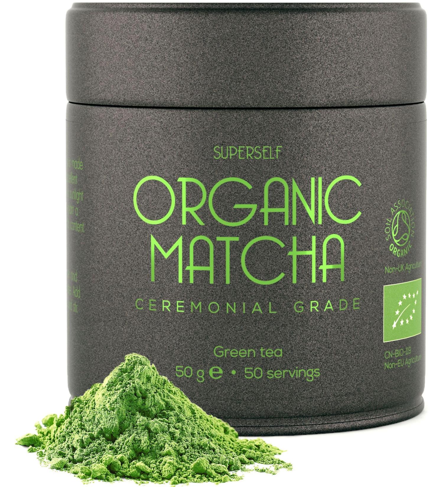 Certified Organic Ceremonial Grade Matcha Green Tea Powder - 50g Gift Tin | Vegan | 100% Pure Stone Ground Leaves | Soil Association Certified | 50 Servings - Buy Online on SooperMarket.com