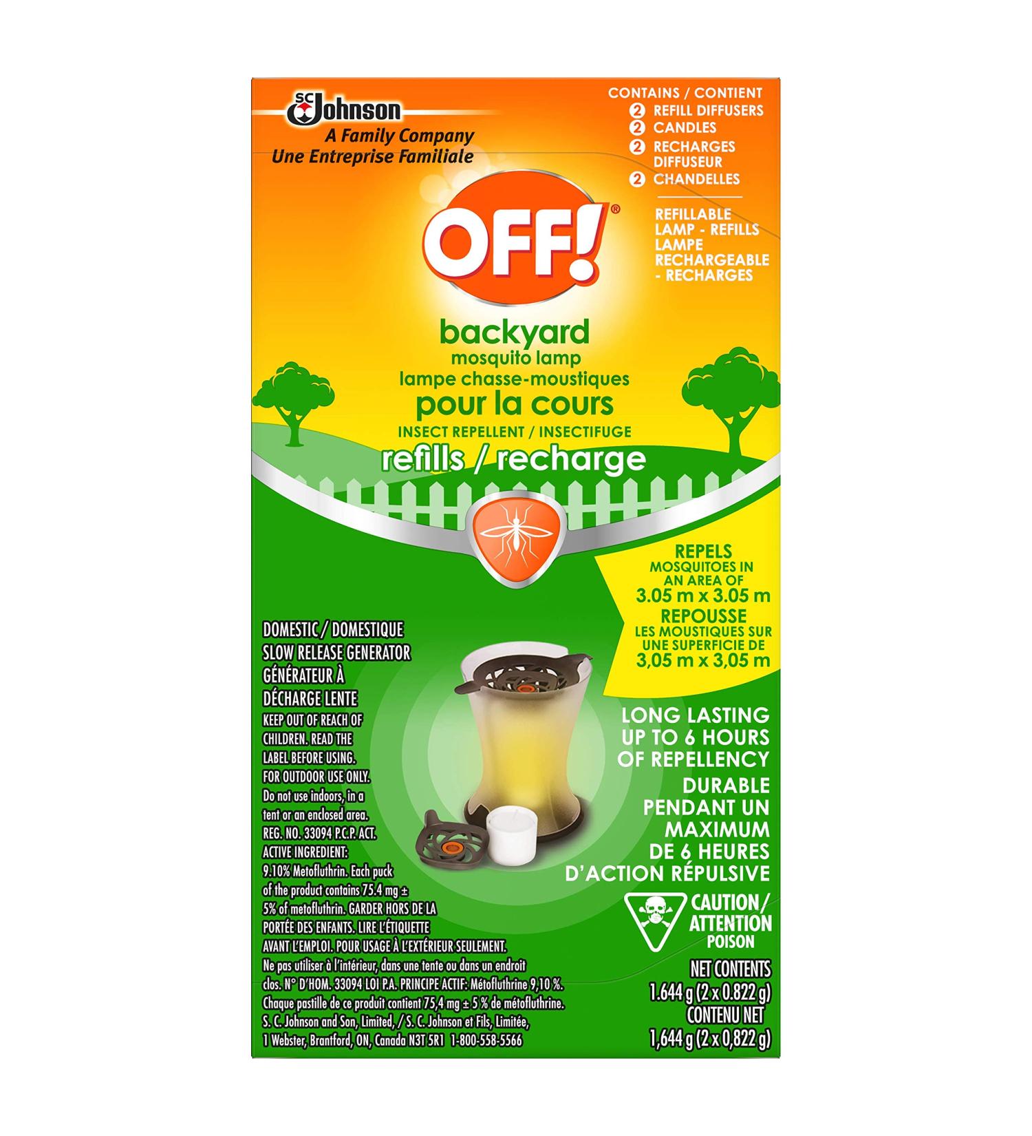 OFF! Backyard Mosquito Repellent Lamp Refills Ideal for Camping and Outdoors Up to 6 Hours of Protection 2 Diffusers Lamp Refills (L&G) - Buy Online on SooperMarket.com
