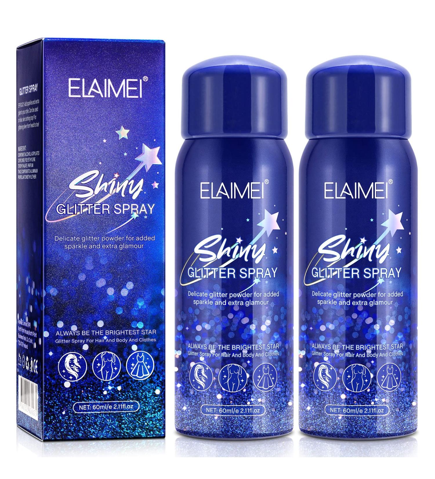 Glitter Spray 60ML (2 Pack) - Temporary Shiny Body, Hair, Face, and Clothing Waterproof Hairspray for Prom, Festival, Rave Makeup - Silver Shimmer Powder - Ideal Gifts for Women - Buy Online on SooperMarket.com