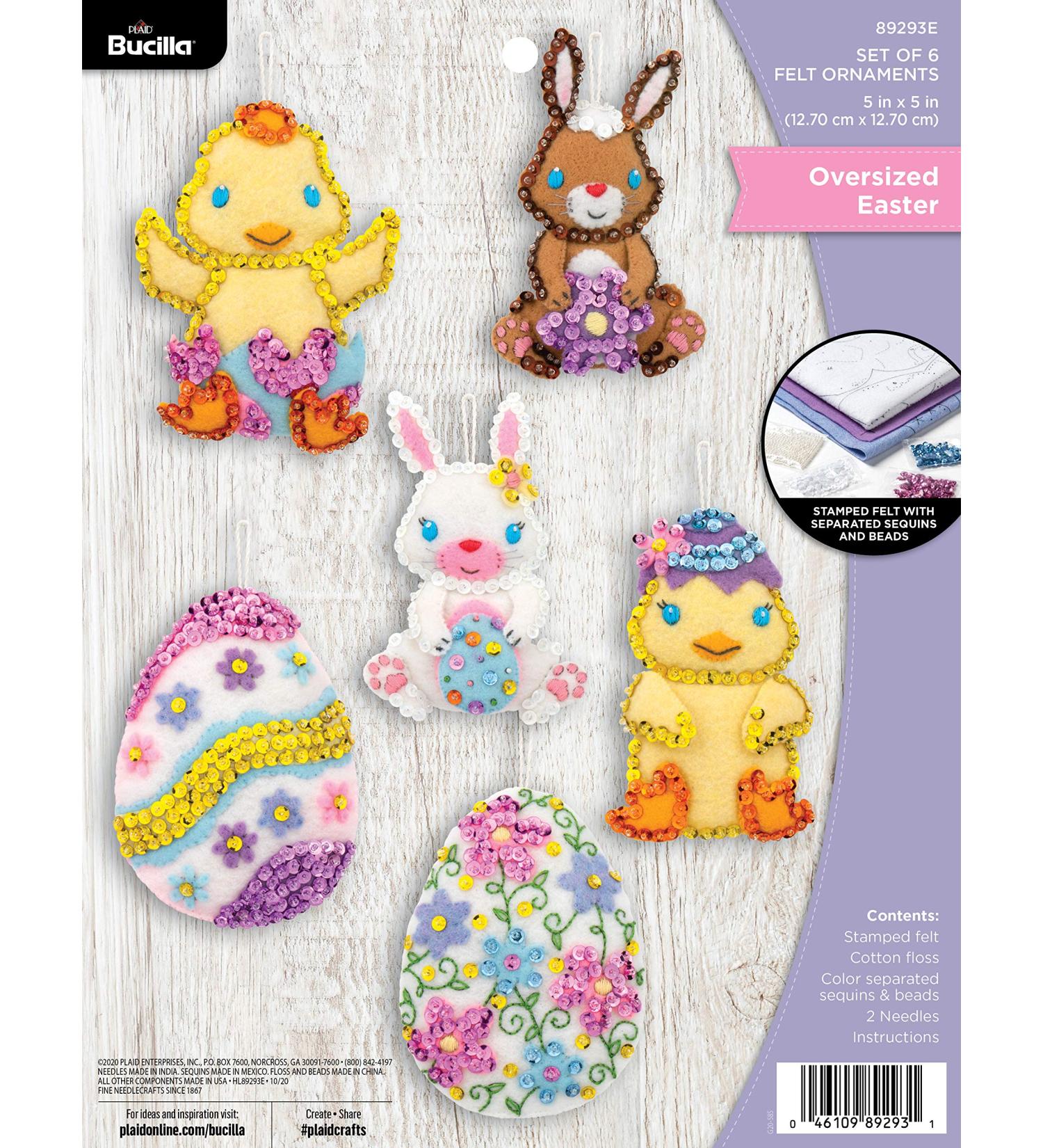 Bucilla Egg  Felt Applique Ornament Kit  Oversized Easter  Set of 6  Easter Egg (89293E) - Buy Online on SooperMarket.com
