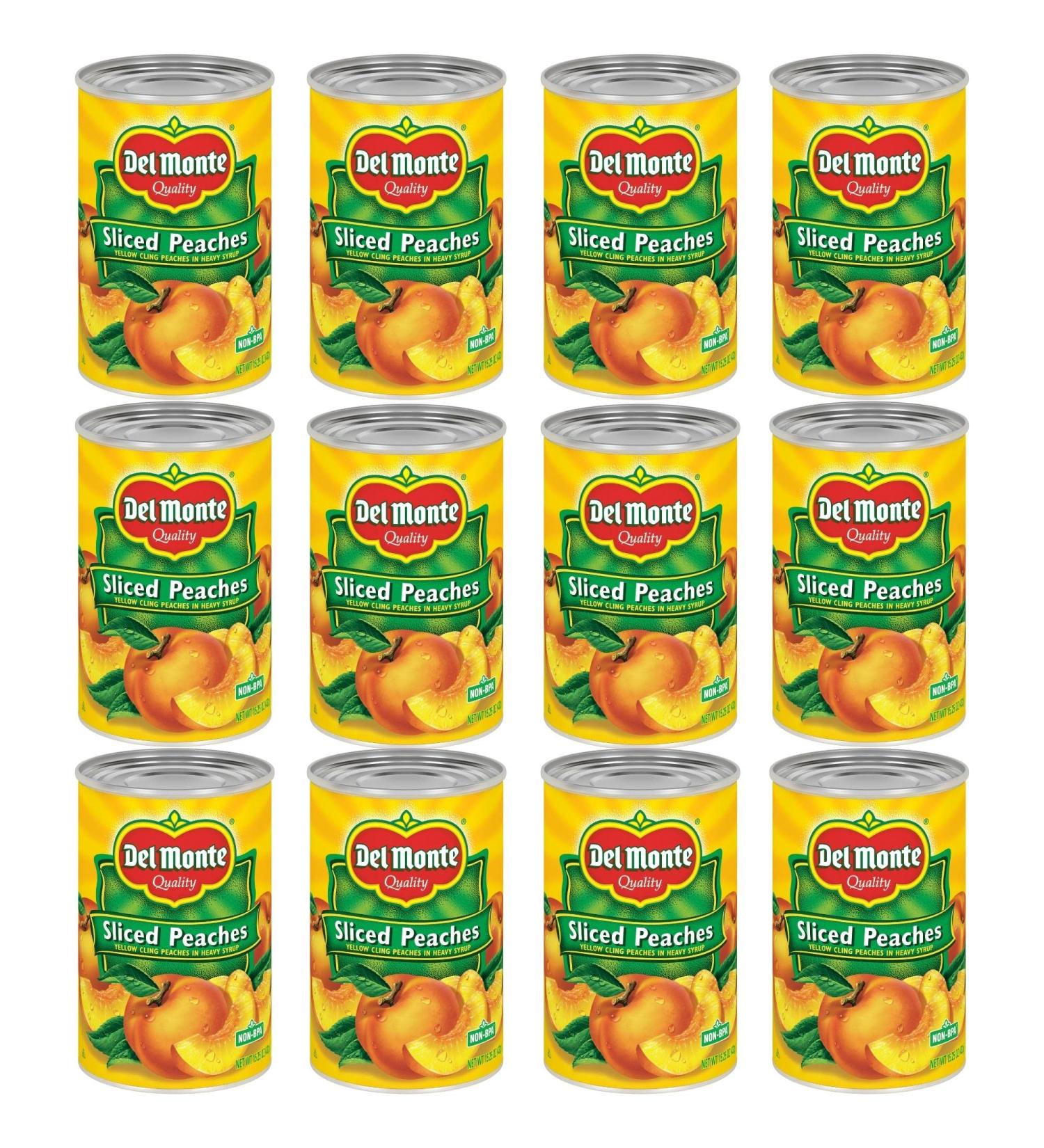 Del Monte MONTE Yellow Cling Sliced Peaches in Heavy Syrup  Canned Fruit  12 Pack  15.25 oz Can 51085 - Buy Online on SooperMarket.com