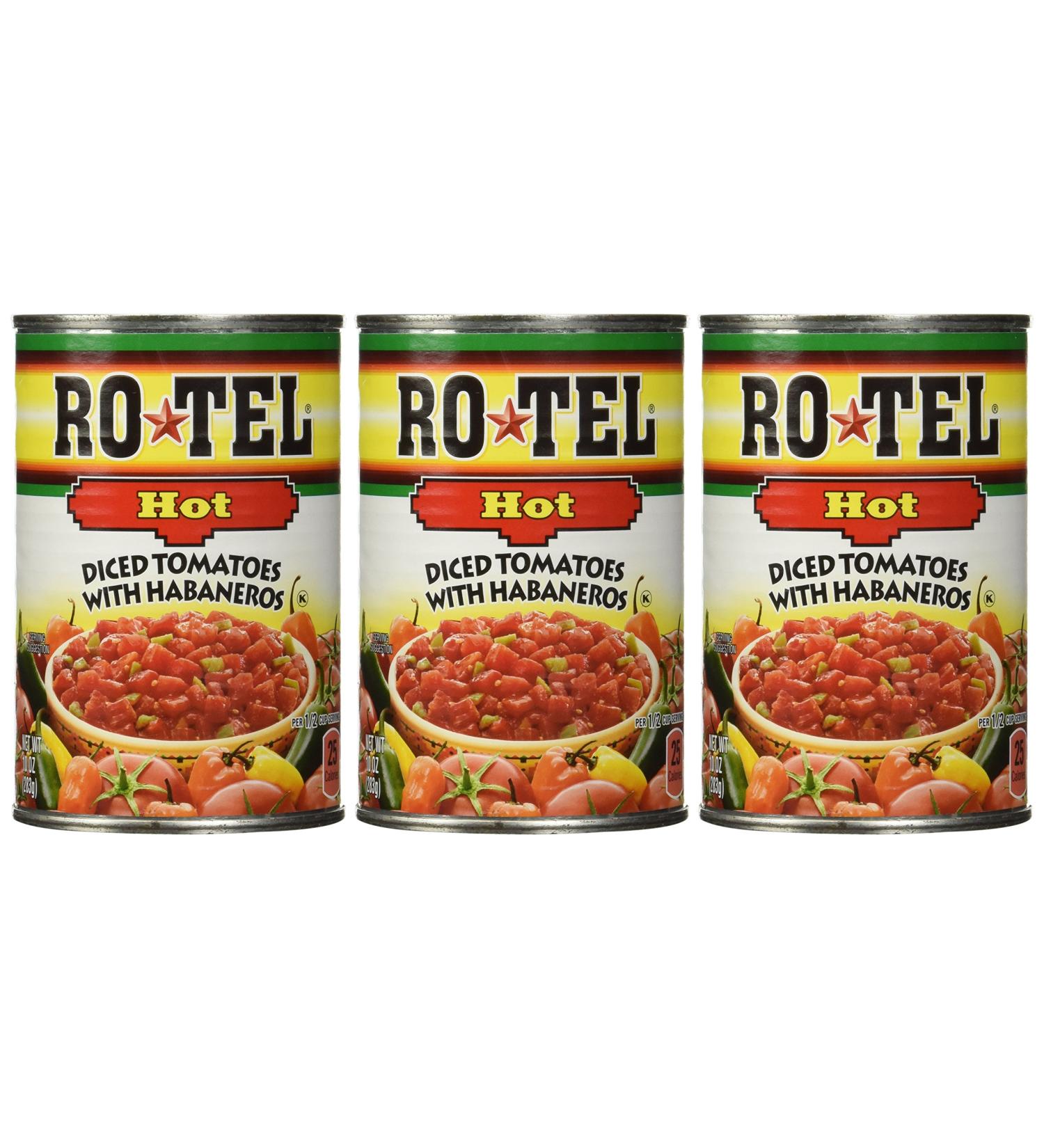 Ro-Tel HOT Diced Tomatoes with Habaneros 10 oz (3 Pack) - Spicy Tomato Blend for Bold Flavors - Buy Online on SooperMarket.com
