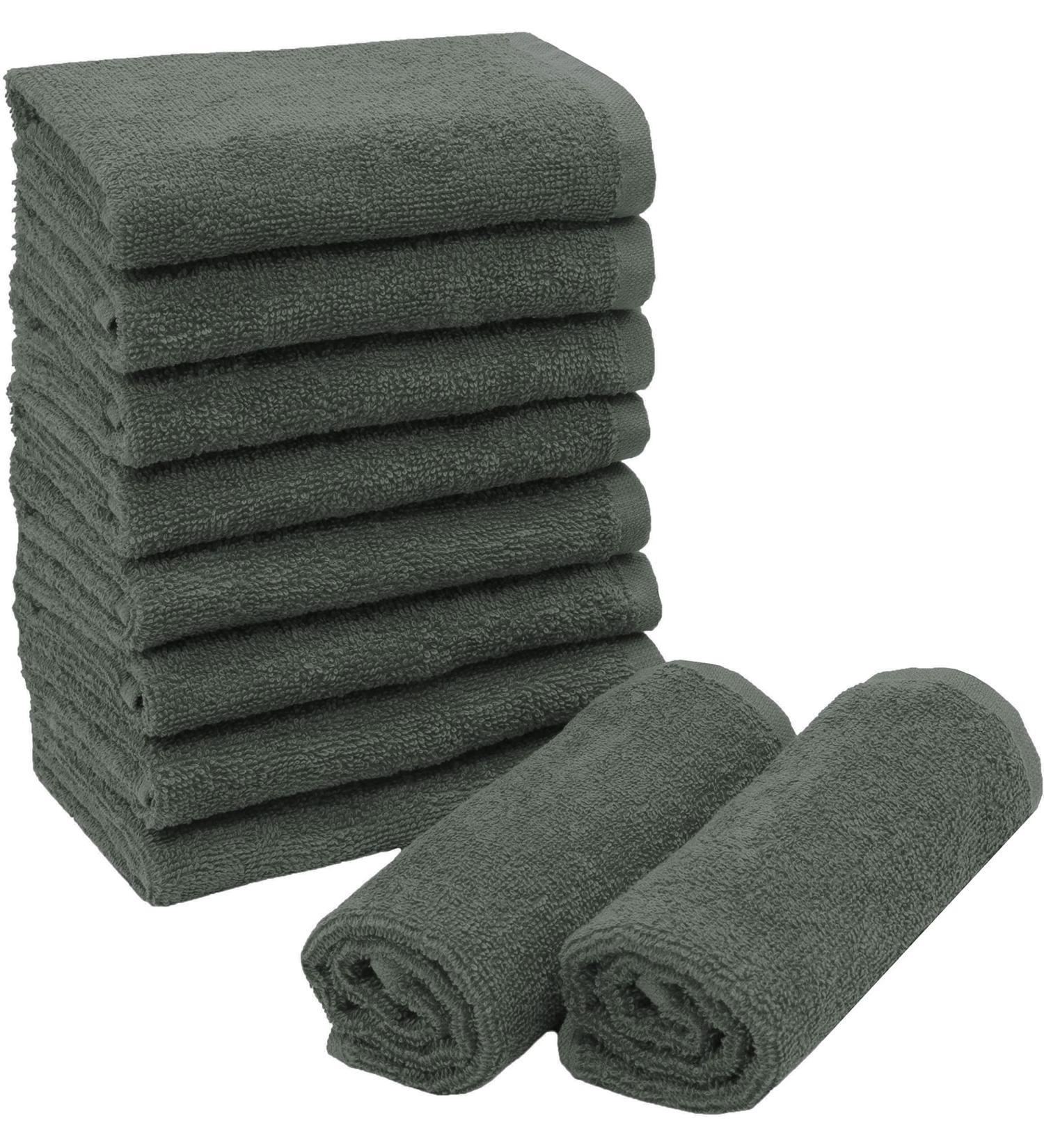Zollner 10 Set Seif Towels 30x30 cm | Soft Super Absorbent Dark Gray Washcloths | Hotel Quality Cotton | Washable up to 60 C - Buy Online on SooperMarket.com