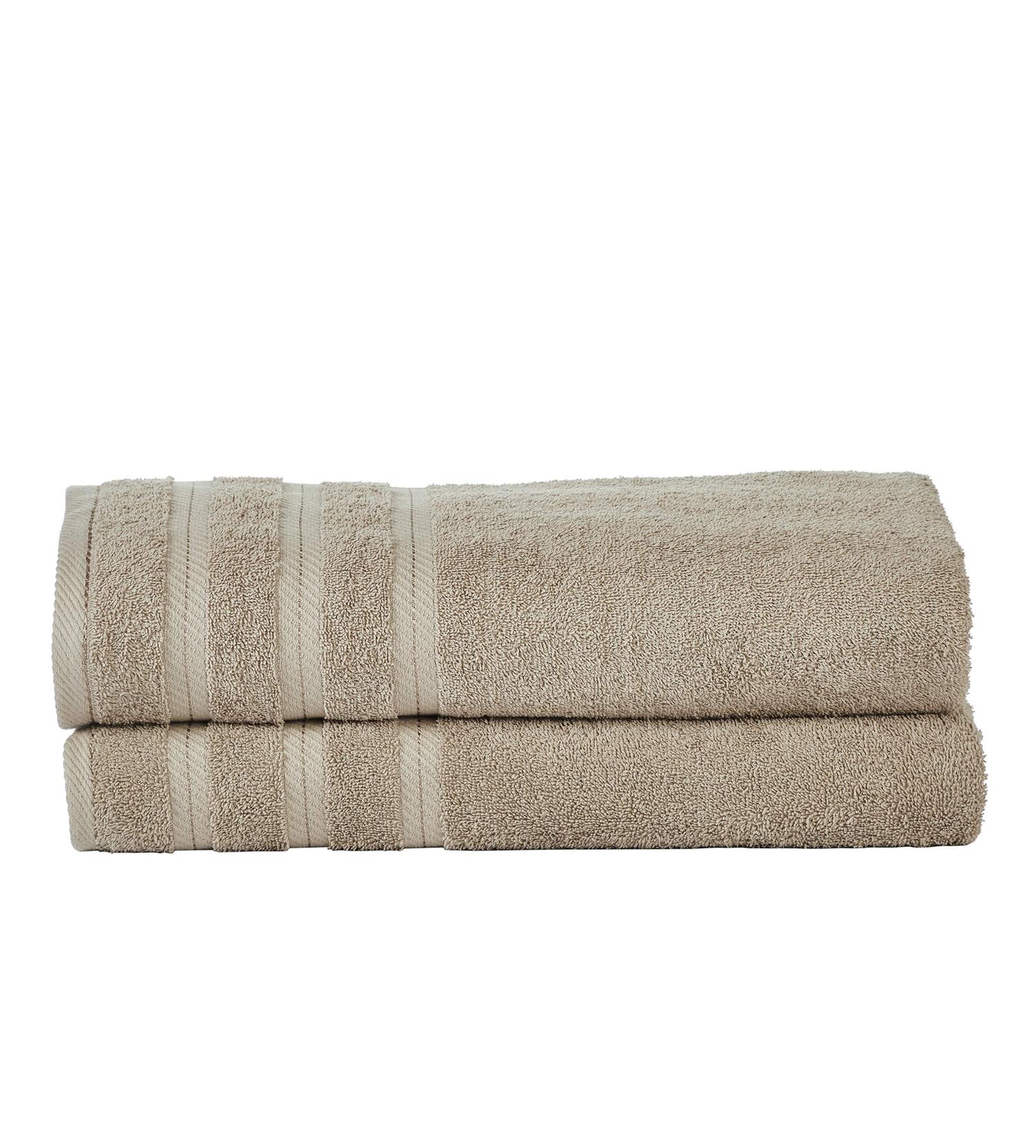 Luxurious 100% Pure Cotton 2 Piece Bath Sheet Set - 35 x 68 in Taupe - Buy Online on SooperMarket.com