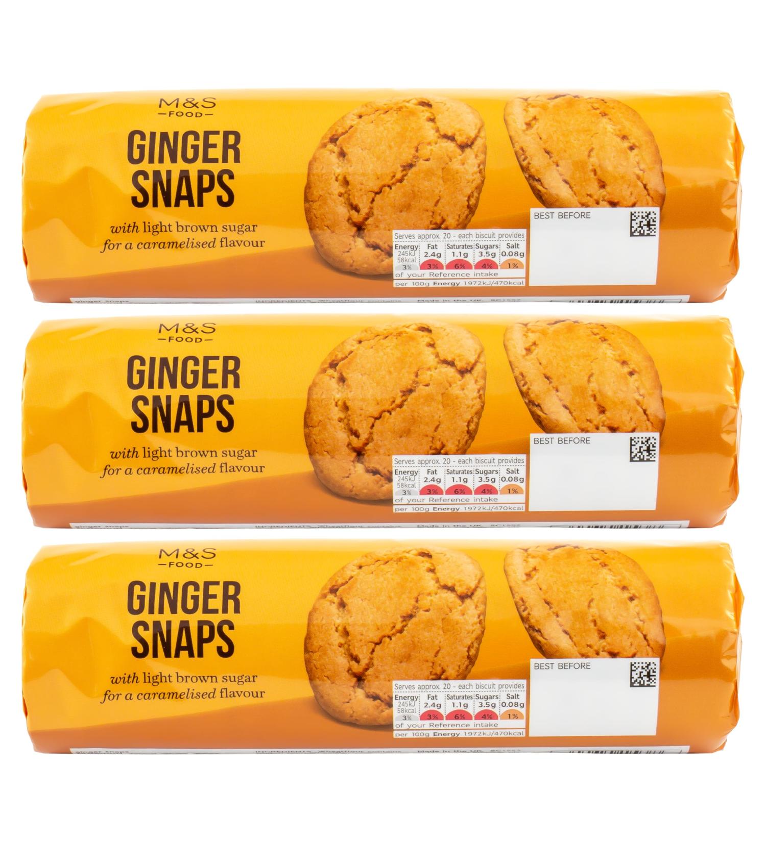 M&S Ginger Snaps Biscuits with Light Brown Sugar for a Caramelised Flavour - 750g (3 x 250g) - Buy Online on SooperMarket.com