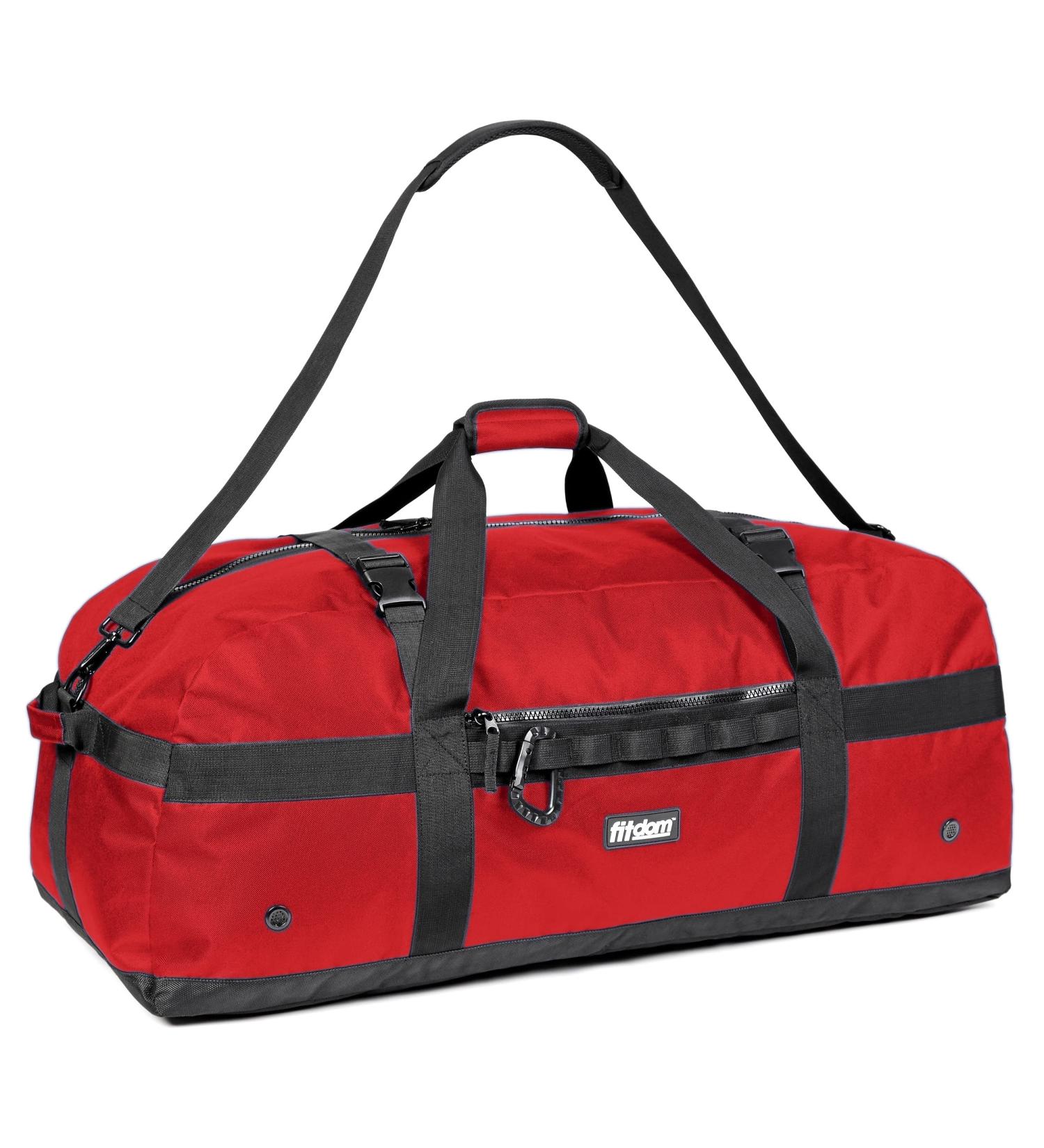 Fitdom 130L Heavy Duty Extra Large Sports Duffle Bag - Red | Adjustable Shoulder & Compression Straps | Ideal for Soccer, Baseball, Basketball, Hockey, Football & Team Coaches - Buy Online on SooperMarket.com