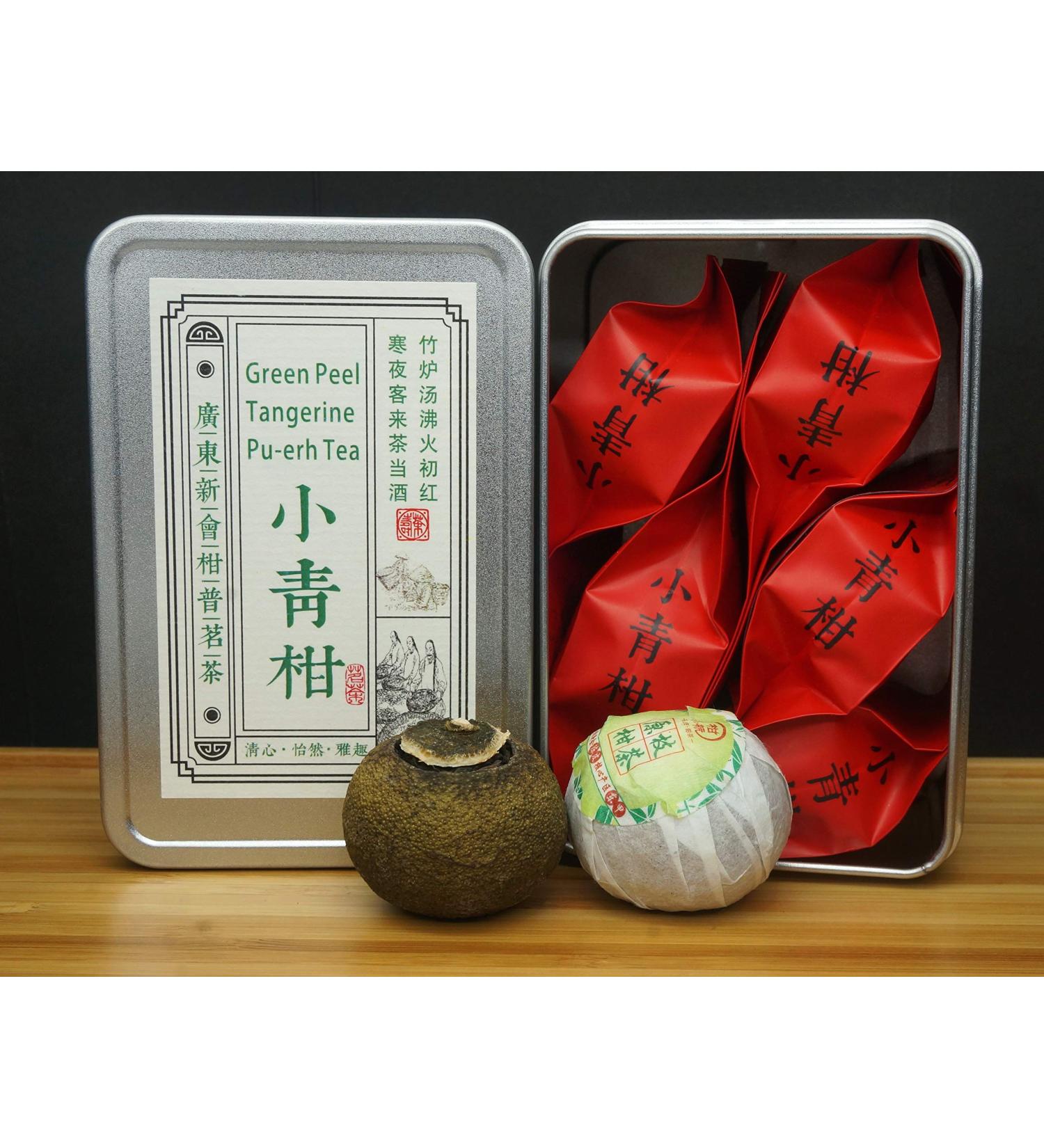 Green Orange Peel Pu-erh Tea | Tangerine Peel XiaoQingGan Tea Box | Independent Packing from GuangDong XinHui - Buy Online on SooperMarket.com