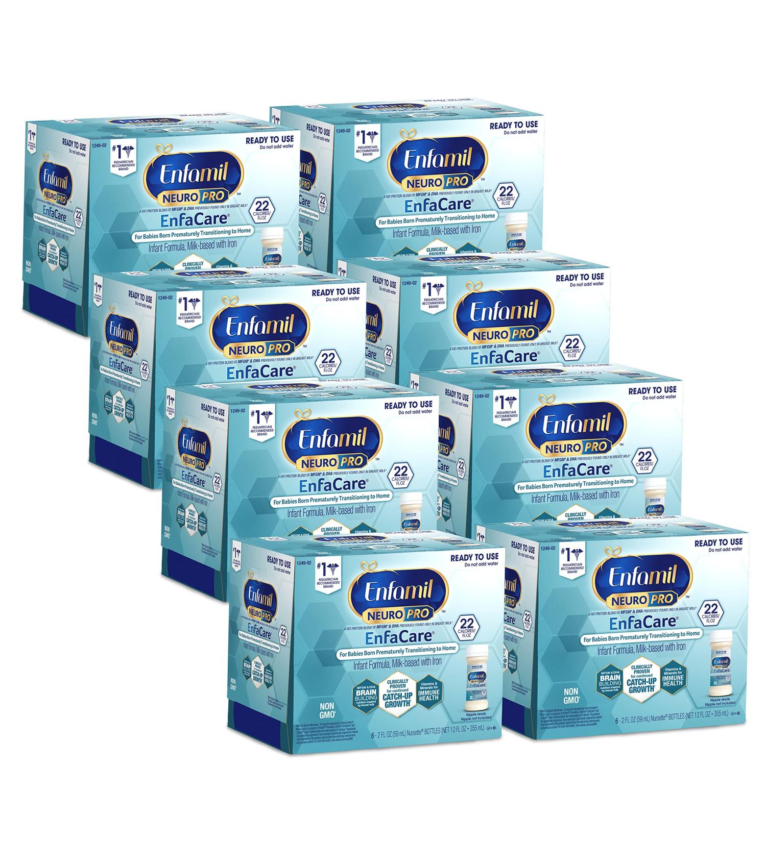 Enfamil NeuroPro EnfaCare Premature Baby Formula Milk | Ready to Use Bottles | MFGM Omega 3 DHA | 22 CAL | Immune Support & Brain Development | 6 Count (Pack of 8) - Buy Online on SooperMarket.com