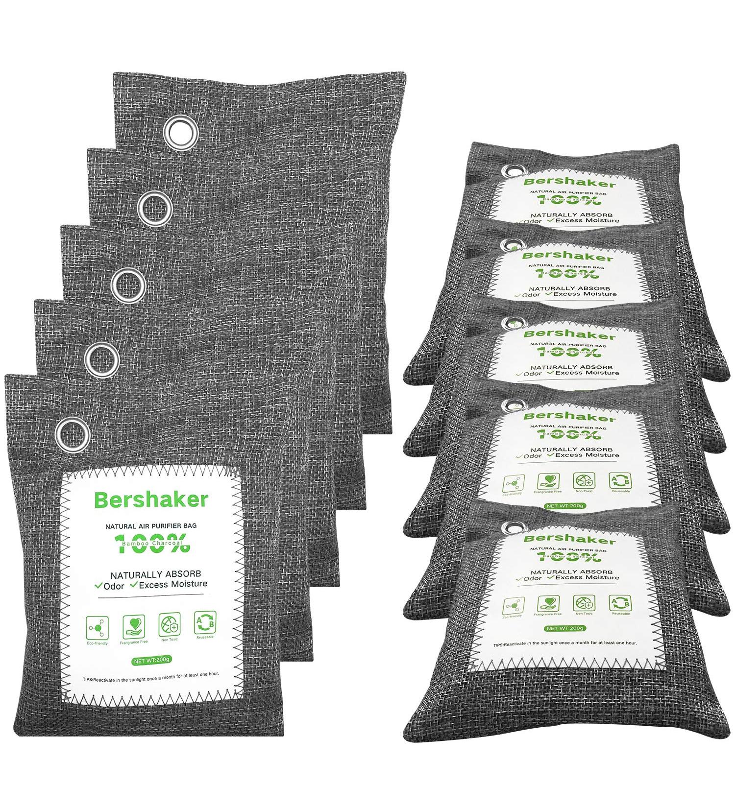 10-Pack Bamboo Charcoal Air Purifying Bags - Activated Charcoal Odor Eliminator for Home, Car, Closet - Breathe Green Charcoal Bags - Natural Air Freshener - Buy Online on SooperMarket.com