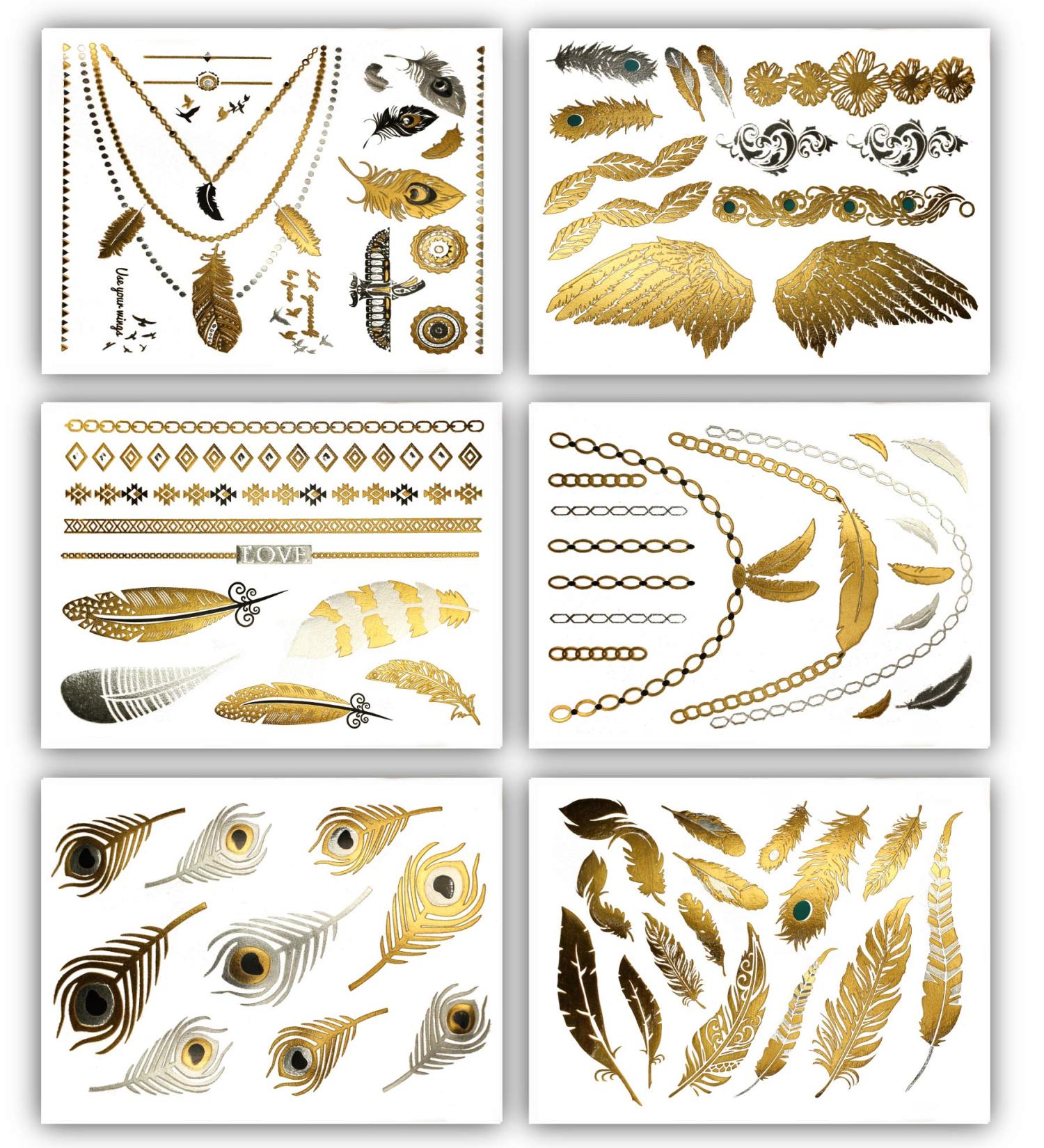 Terra Tattoos Metallic Temporary Tats - 75+ Egyptian Designs, Waterproof & Long Lasting - Ideal for Beach, Festivals & More! - Buy Online on SooperMarket.com