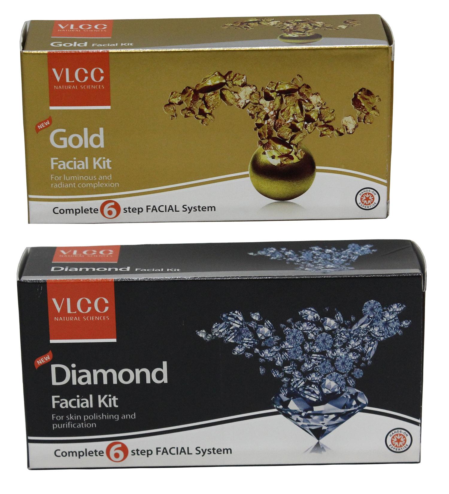 VLCC Gold Facial Kit & Diamond Facial Kit Combo