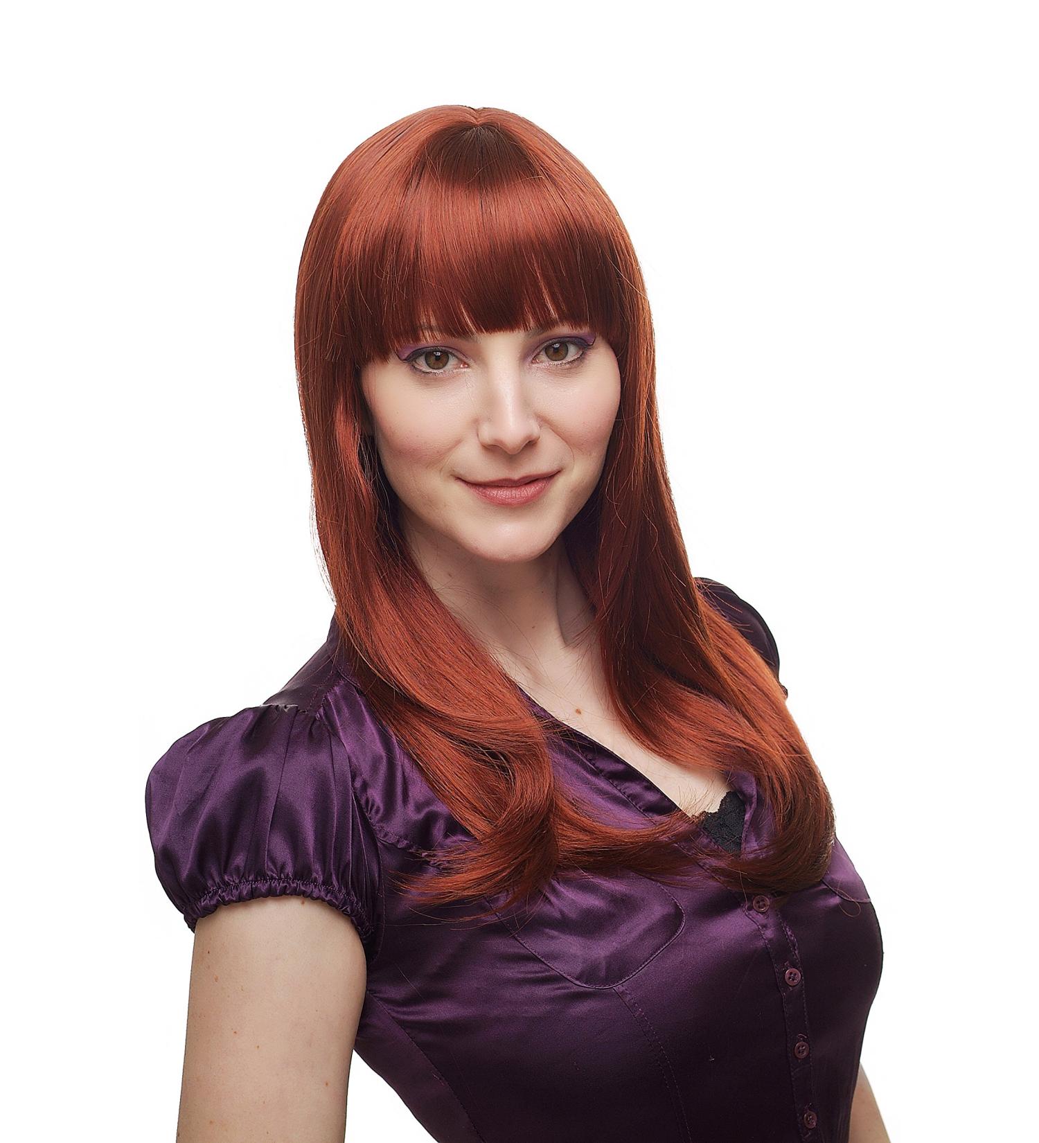WIG ME UP 3114-350 Ladies Wig - Long Straight Red Copper Hair with Bangs | International Shipping Available - Buy Online on SooperMarket.com