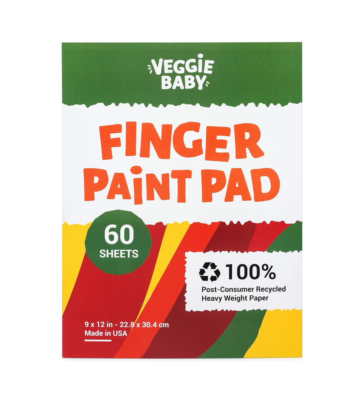 Veggie Baby Art Paper Pad for Finger Painting, Drawing and Coloring, 60 Sheets, Kids and Toddlers Multimedia Paint Use, Unwaxed Heavy Stock for Crayons and Projects
