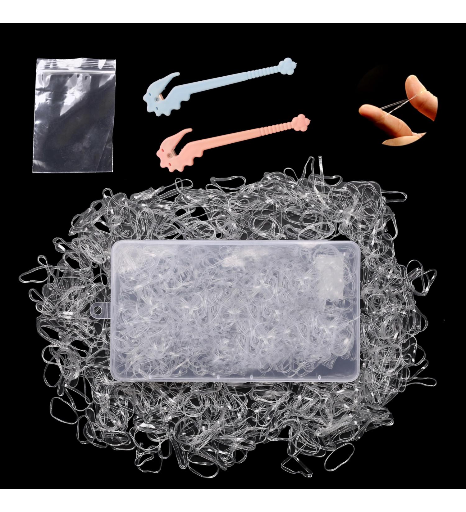 WAMZA 1000 Pcs Clear Small Elastic Hair Bands 2 pcs Elastic Rubber Hair Band Remover Cutter Hair Bobbles With Storage Box Mini/Tiny Clear Hair Elastics Bands/Ties Women and Girl (Clear 1000) - Buy Online on SooperMarket.com