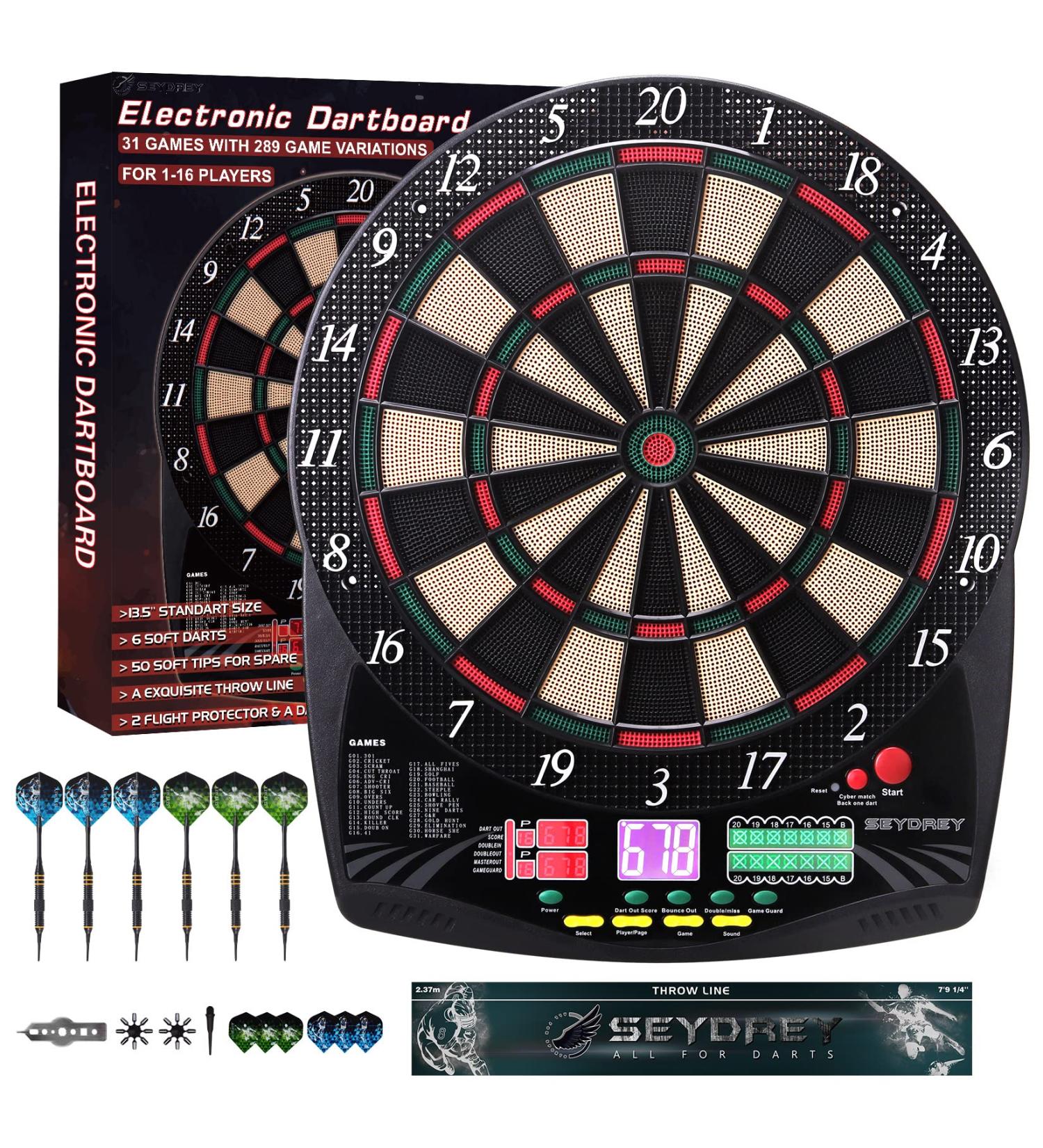 Electronic Soft Tip Dart Board Set | LCD Display | 6 Darts & 50 Soft Tips Included - Buy Online on SooperMarket.com