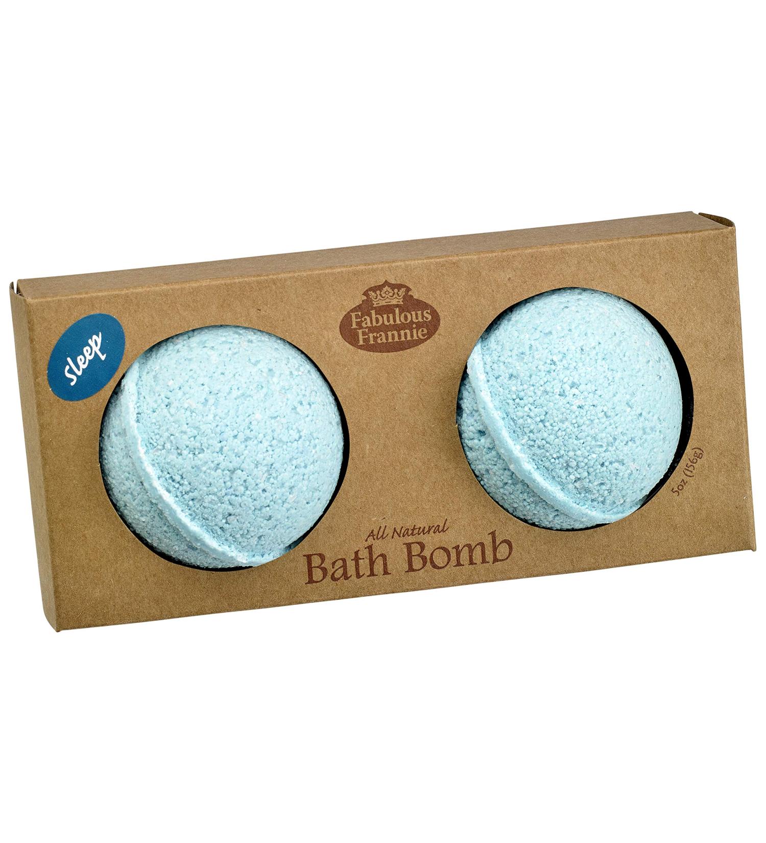 Fabulous Frannie Sleep Natural Handmade Bath Bomb Set Rich in Essential Oil Mineral Salt Coconut Oil Witch Hazel Fizzies to Moisturize Skin 2 pk 2.5oz each