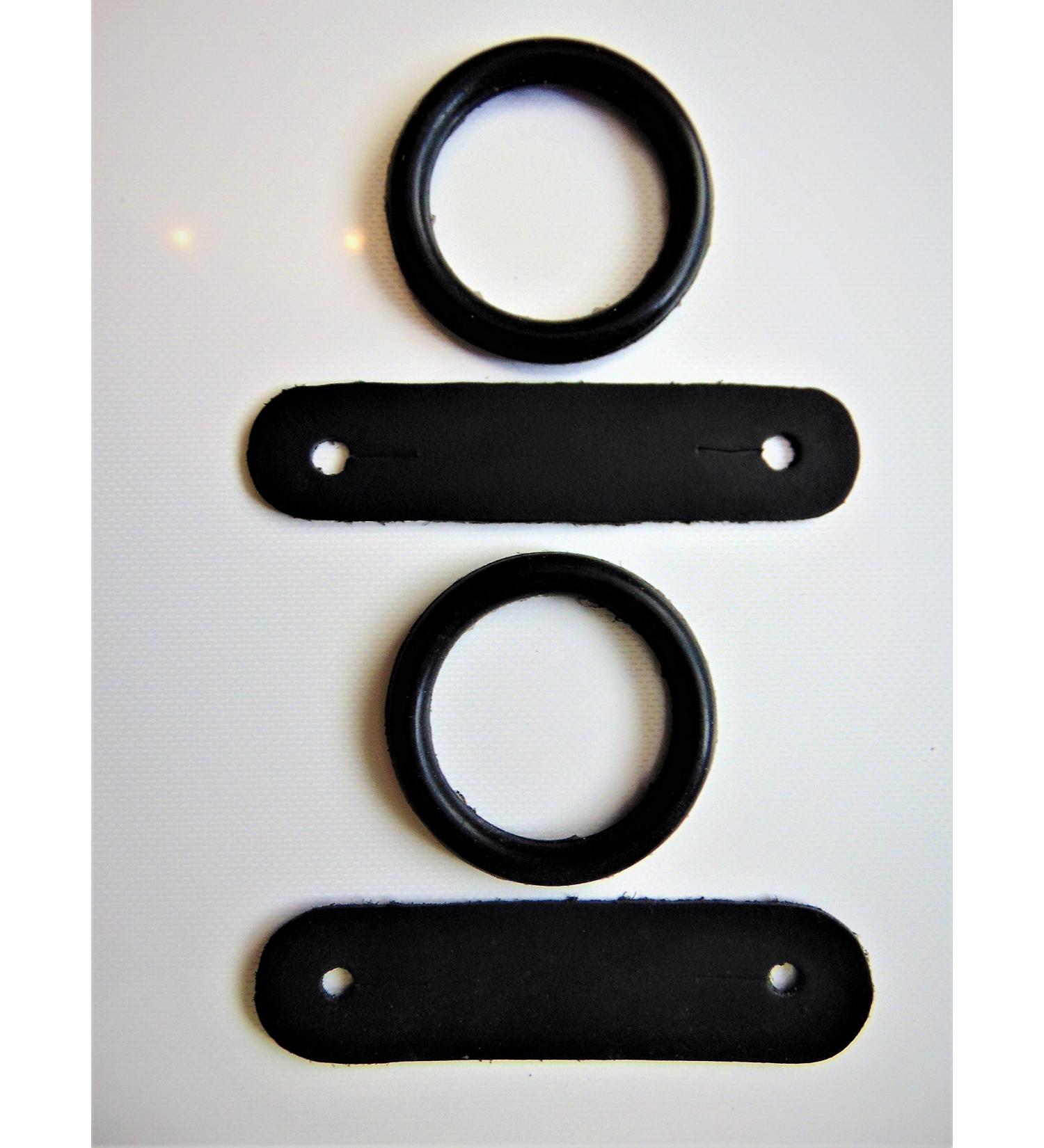 S-Products PEACOCK SAFETY IRONS STIRRUPS RUBBER RINGS & LEATHER CLIPS TABS REPLACEMENT 1 PAIR (Black)