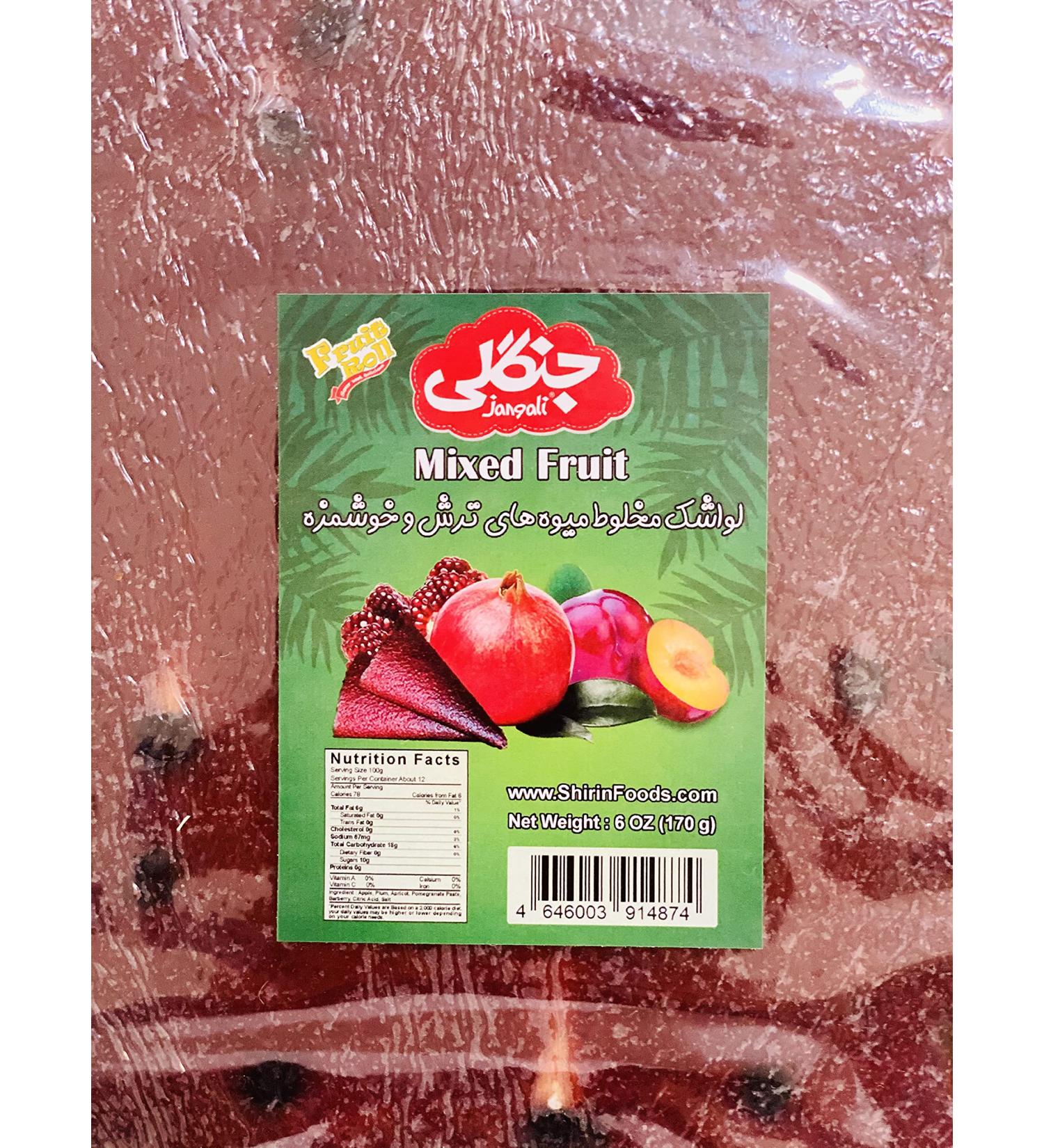 Jangali Lavashak, Mixed Fruit Bar, Fruit Roll Snack 12 OZ (2 Packs of 6 OZ)