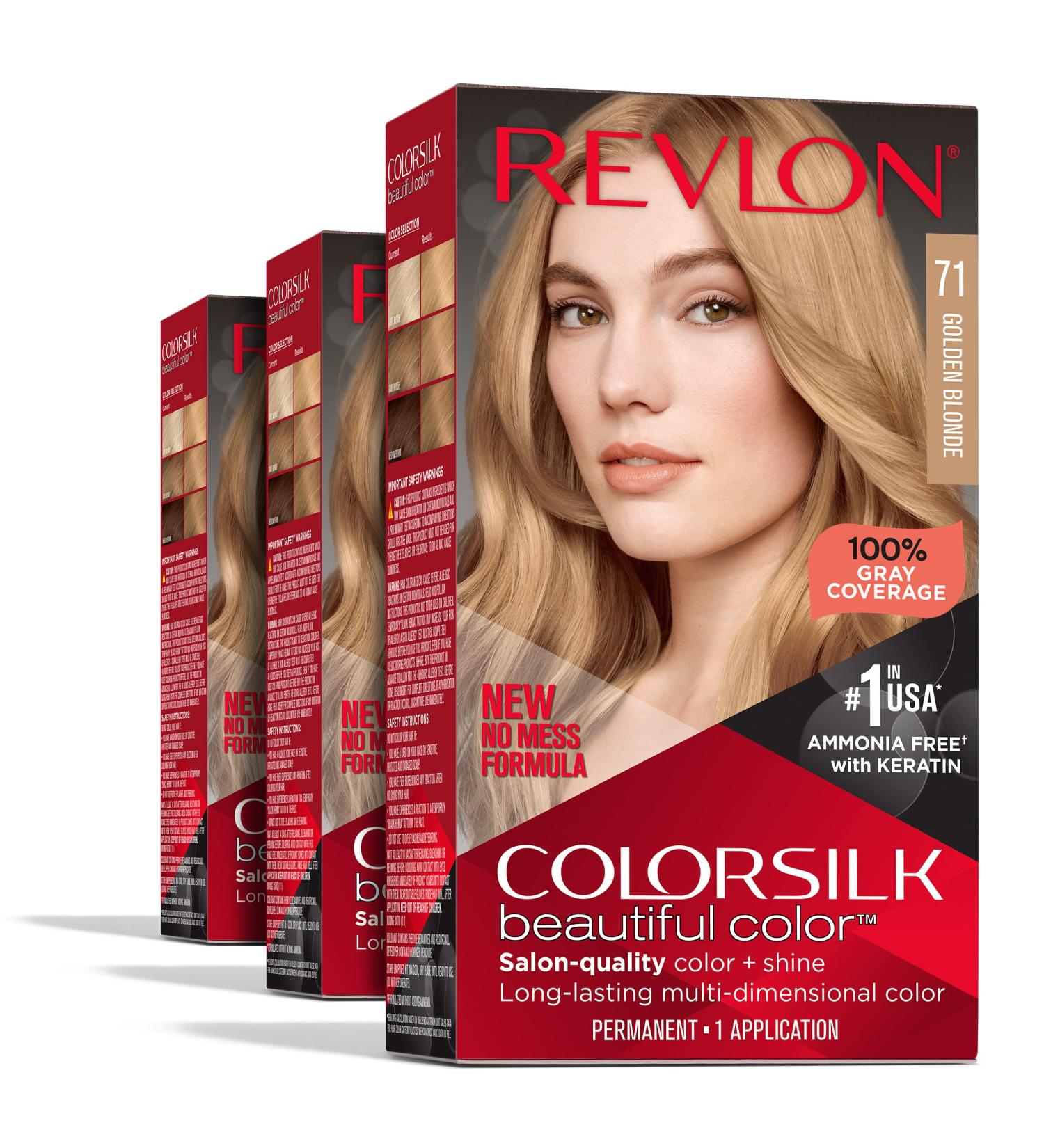 Revlon Colorsilk Permanent Hair Color 071 Golden Blonde - Pack of 3 | Ammonia-Free, 100% Gray Coverage with Keratin & Amino Acids - Buy Online on SooperMarket.com