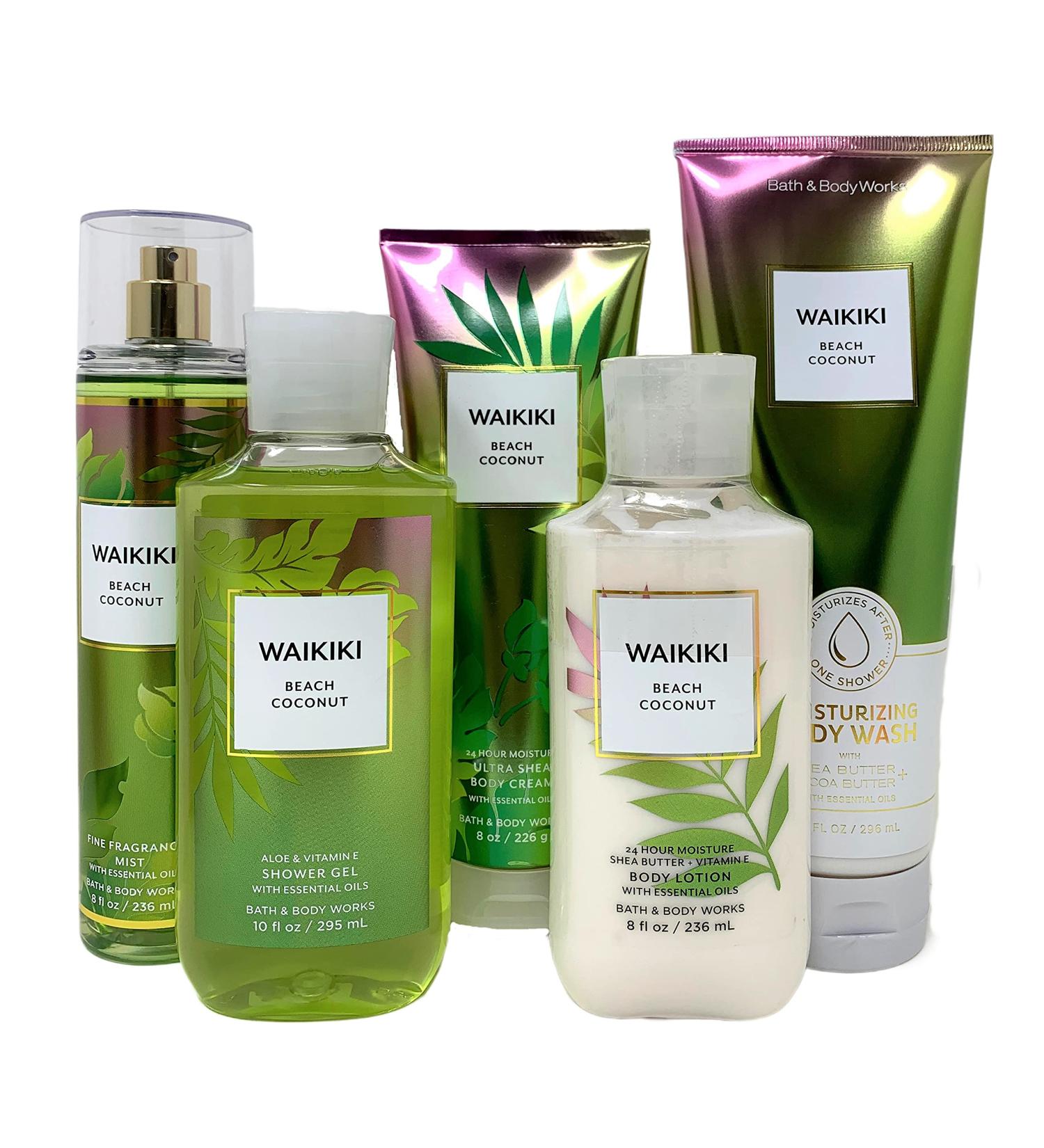 Bath and Body Works WAIKIKI BEACH COCONUT Premium Spa Gift Set with Lotion, Body Wash, Cream, Mist, and Gel - Buy Online on SooperMarket.com