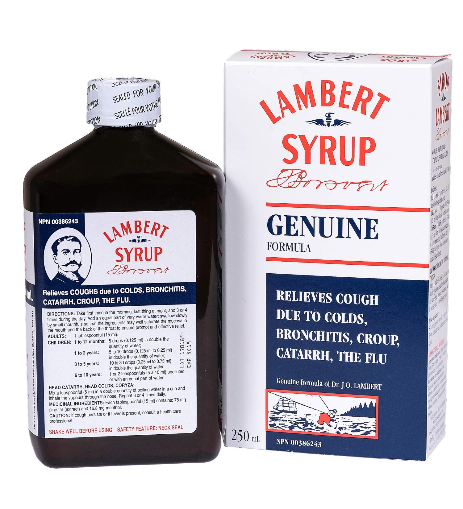 Lambert Syrup - Natural Cough Syrup 250mL - Relief for Dry and Wet Cough Helps Eliminate Mucous and Phlegm - Safe for Children to Use (Sirop Lambert) - Buy Online on SooperMarket.com