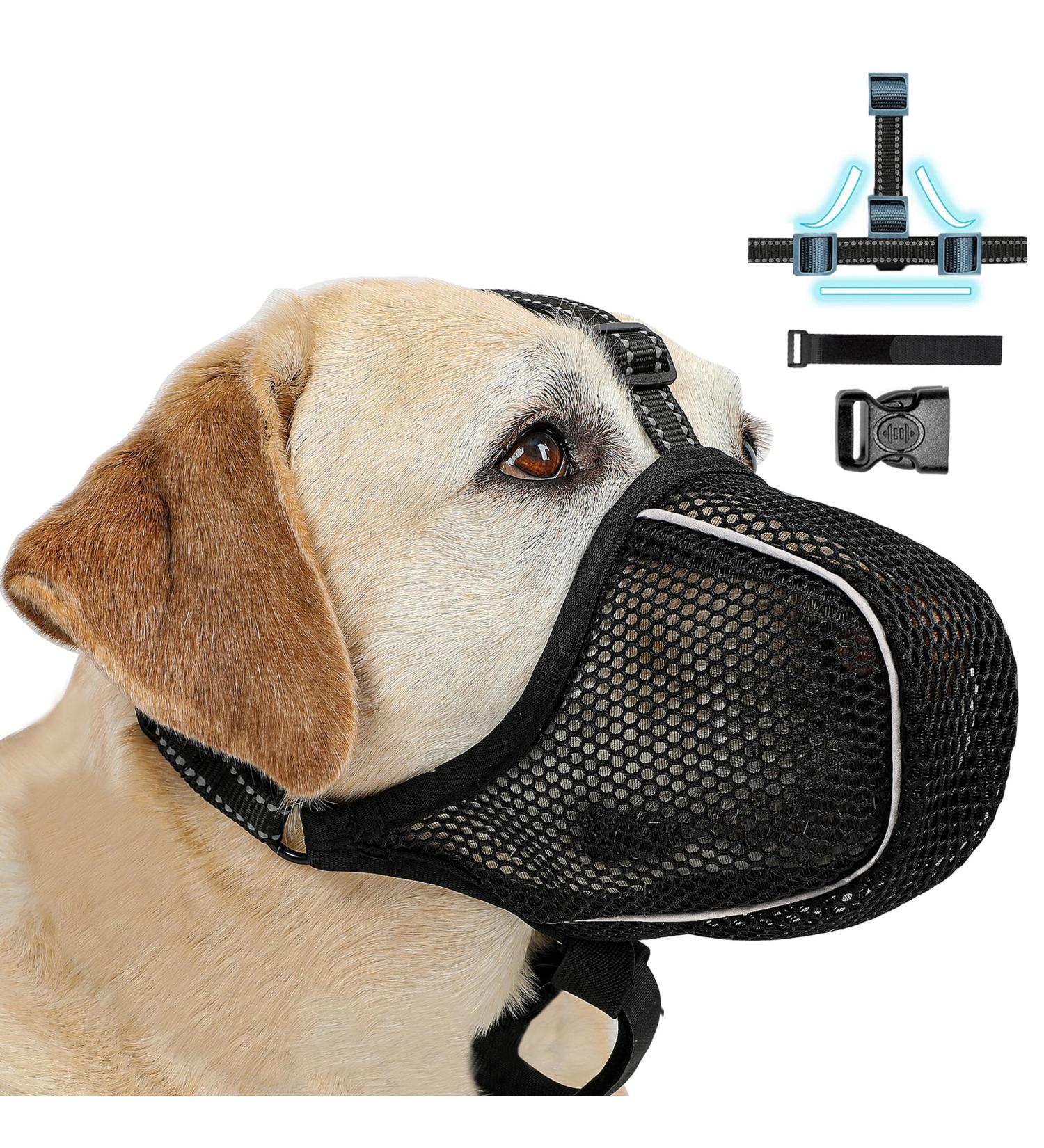 Breathable Muzzle for Large Dogs | Adjustable Reflective Dog Mask | XL Basket Muzzle to Prevent Biting & Chewing - Buy Online on SooperMarket.com