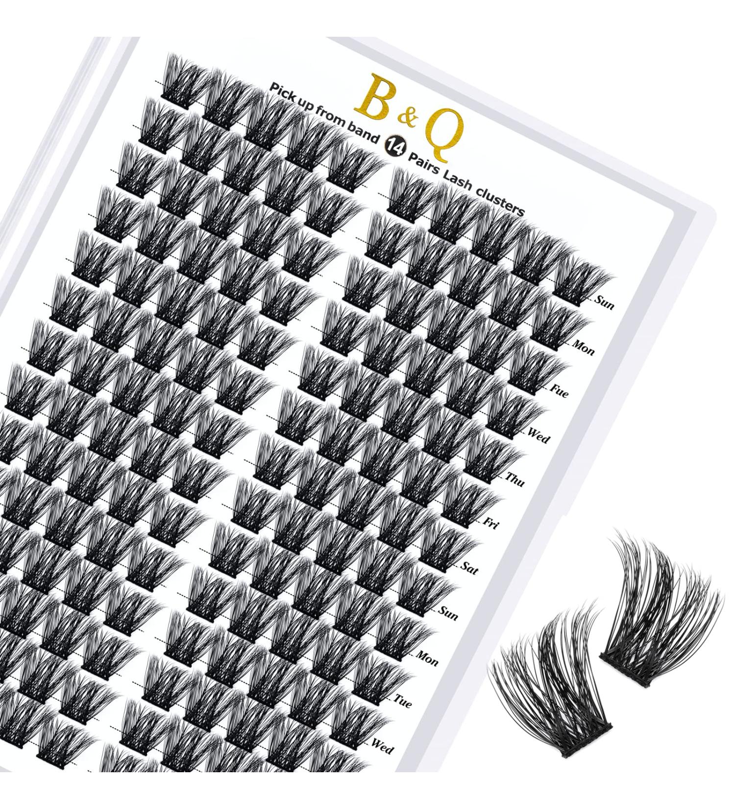 14 Pairs D Curl Manga Lash Clusters - Anime Style Wispy Spiky Cluster Extensions - B&Q Individual Lashes - DIY 140 Clusters (B44-D-MIX) - Buy Online on SooperMarket.com