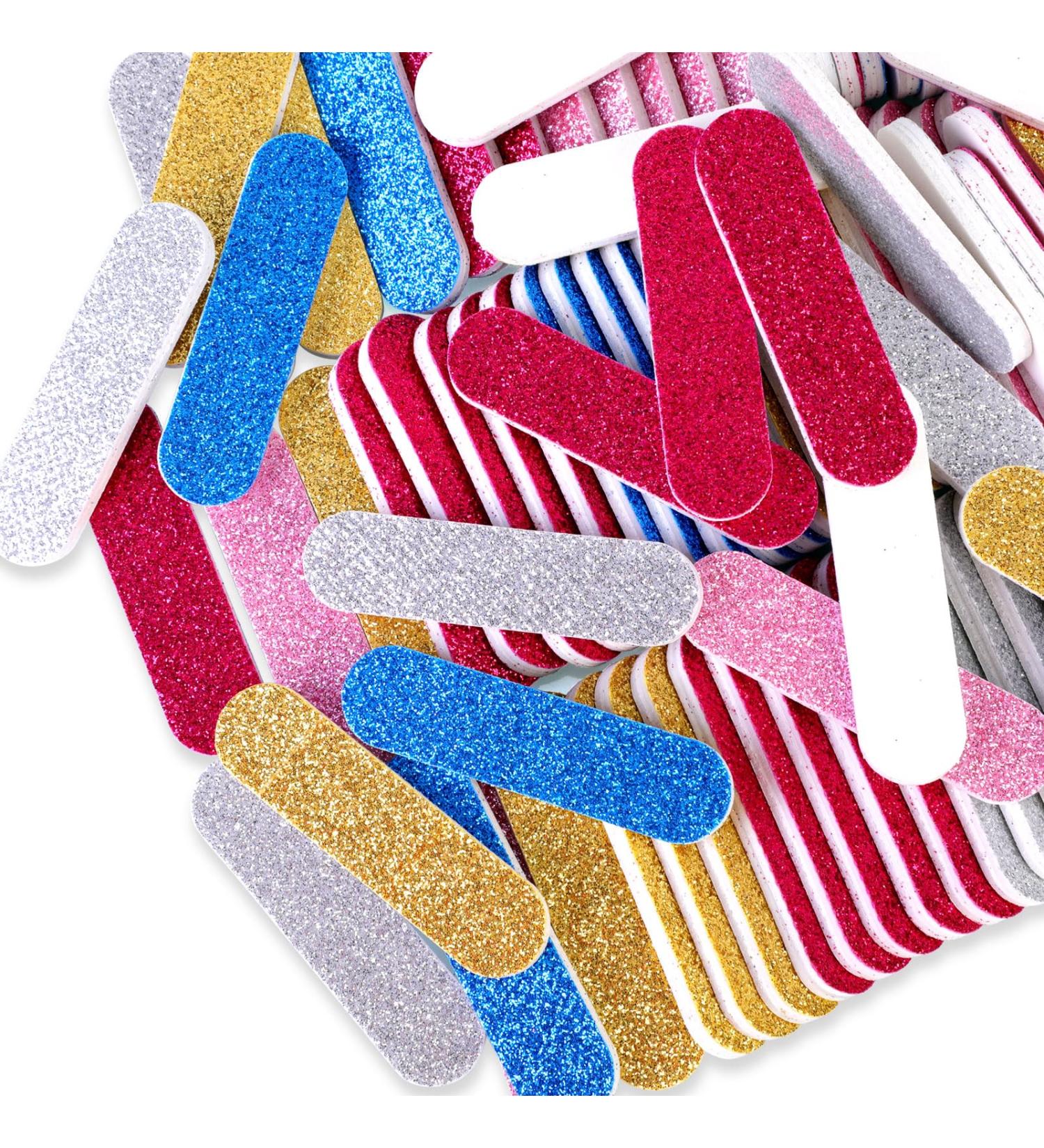 JSRQT 100 Mini Nail Files Glitter Nail File Set Nail Files for Natural Nails Double Sided Emery Board Nail Filer Professional Mini Nail Files Bulk for Acrylic Fake Nails Manicure Tool (5 Colors) - Buy Online on SooperMarket.com