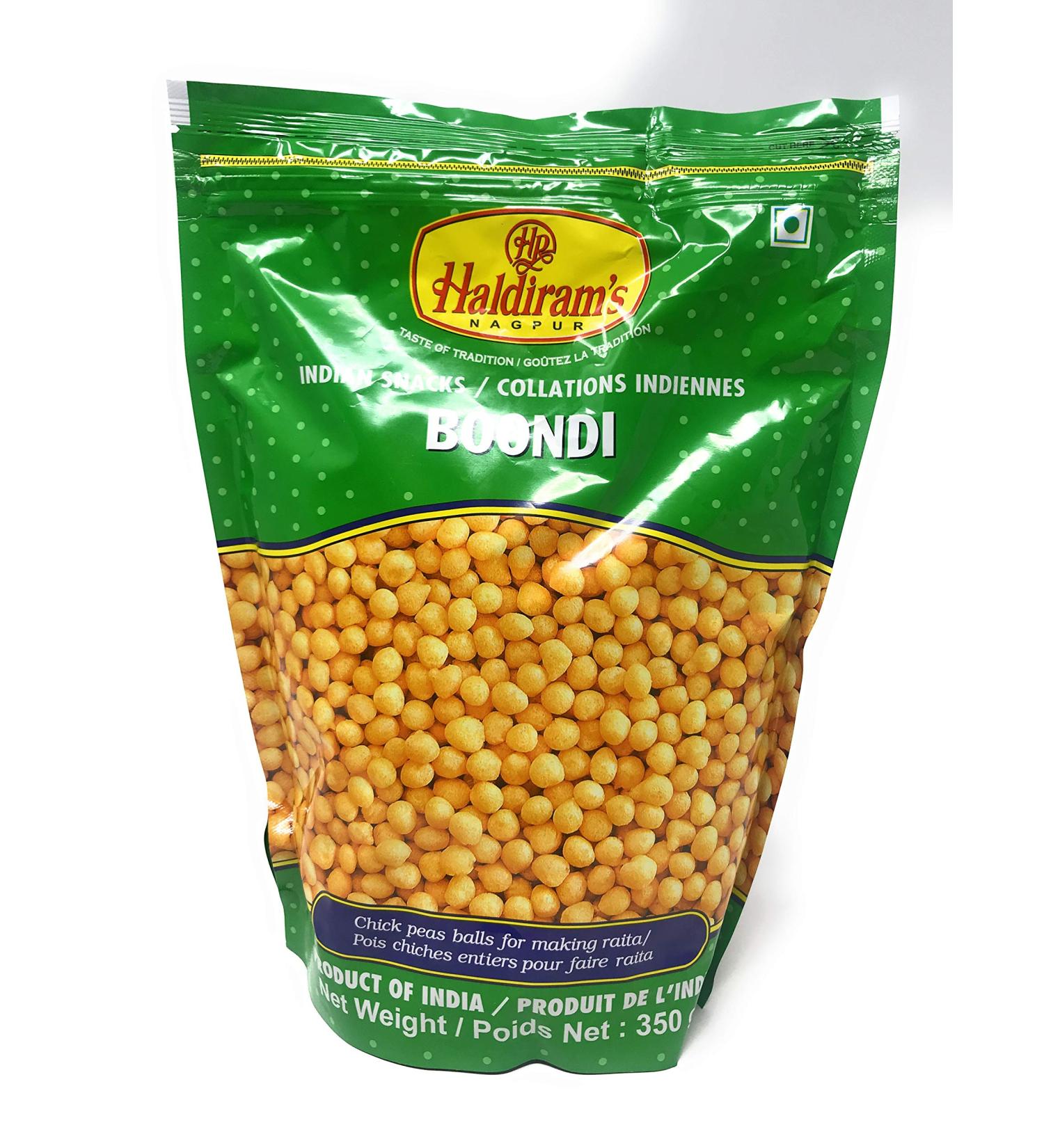 Haldiram's Indian Snacks Boondi - Chickpea Balls for Making Raita - 350 Grams - Buy Online on SooperMarket.com