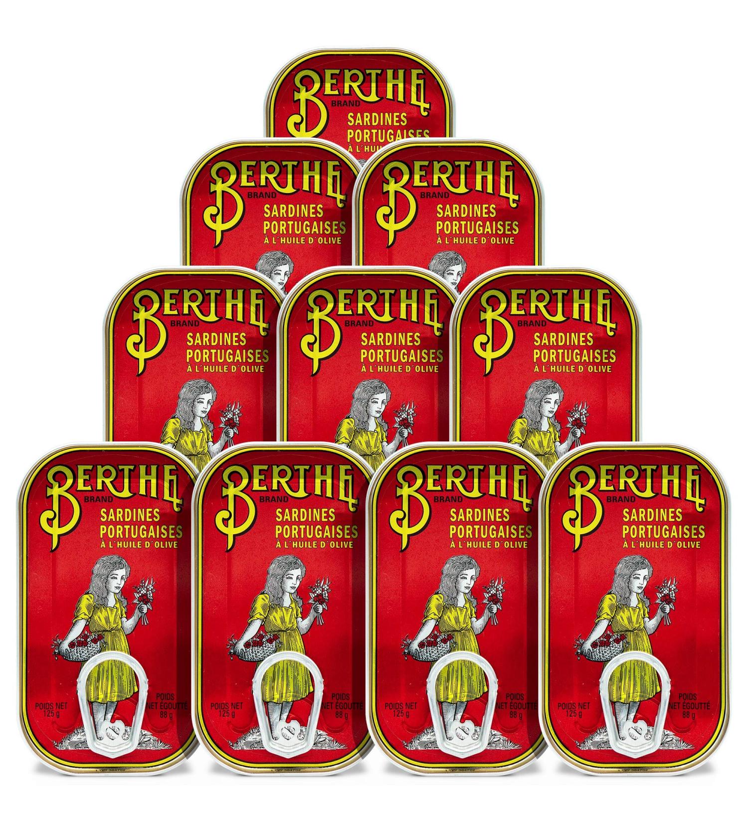 Sardines in Olive Oil | 10 x 125g | Berthe & Ramirez | Premium Portuguese Fish | International Shipping Available - Buy Online on SooperMarket.com