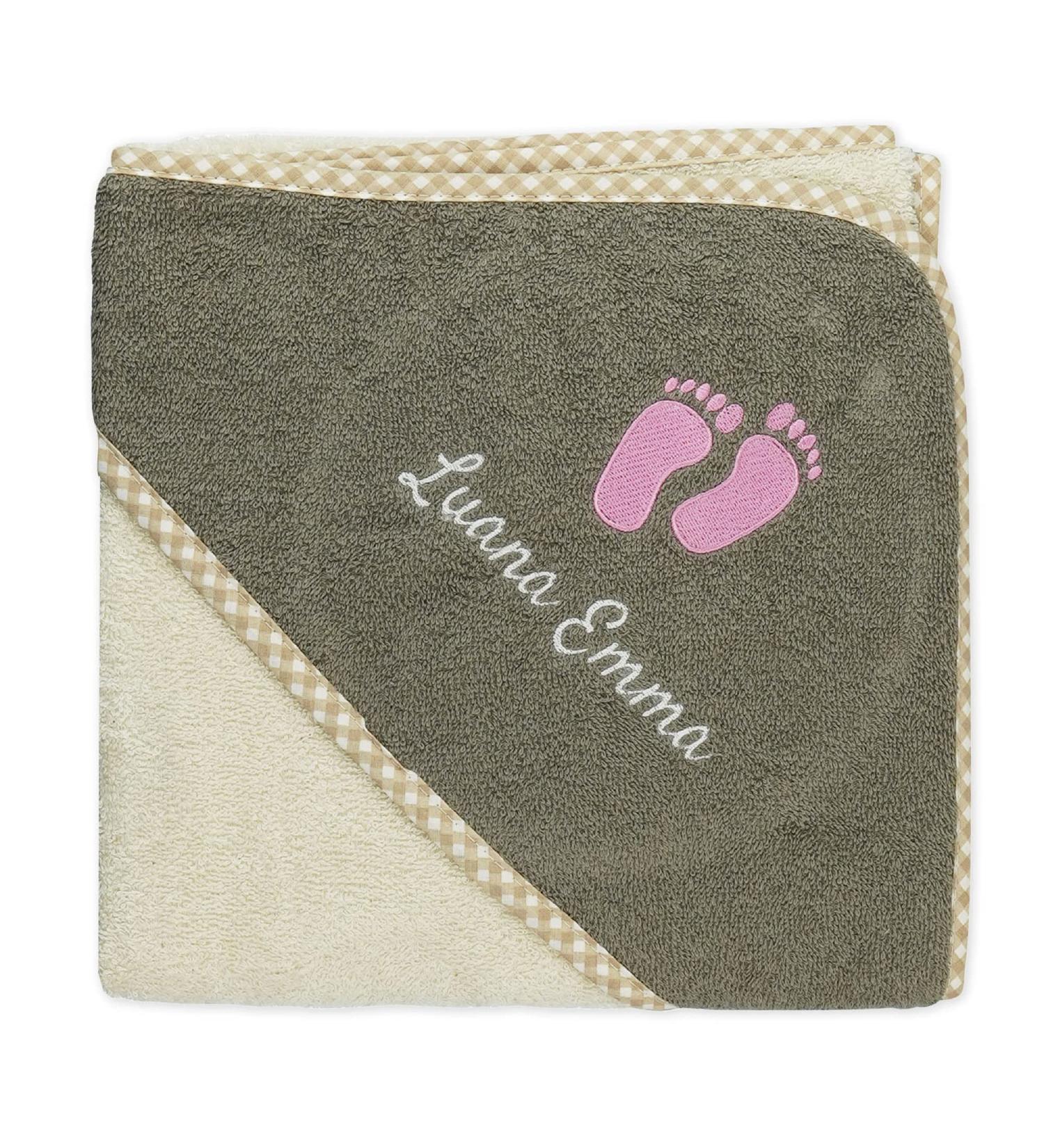 Personalized Wolimbo Hooded Towel for Babies & Kids - Beige/Brown - 100x100 cm - Unique Name & Motif Design - Buy Online on SooperMarket.com