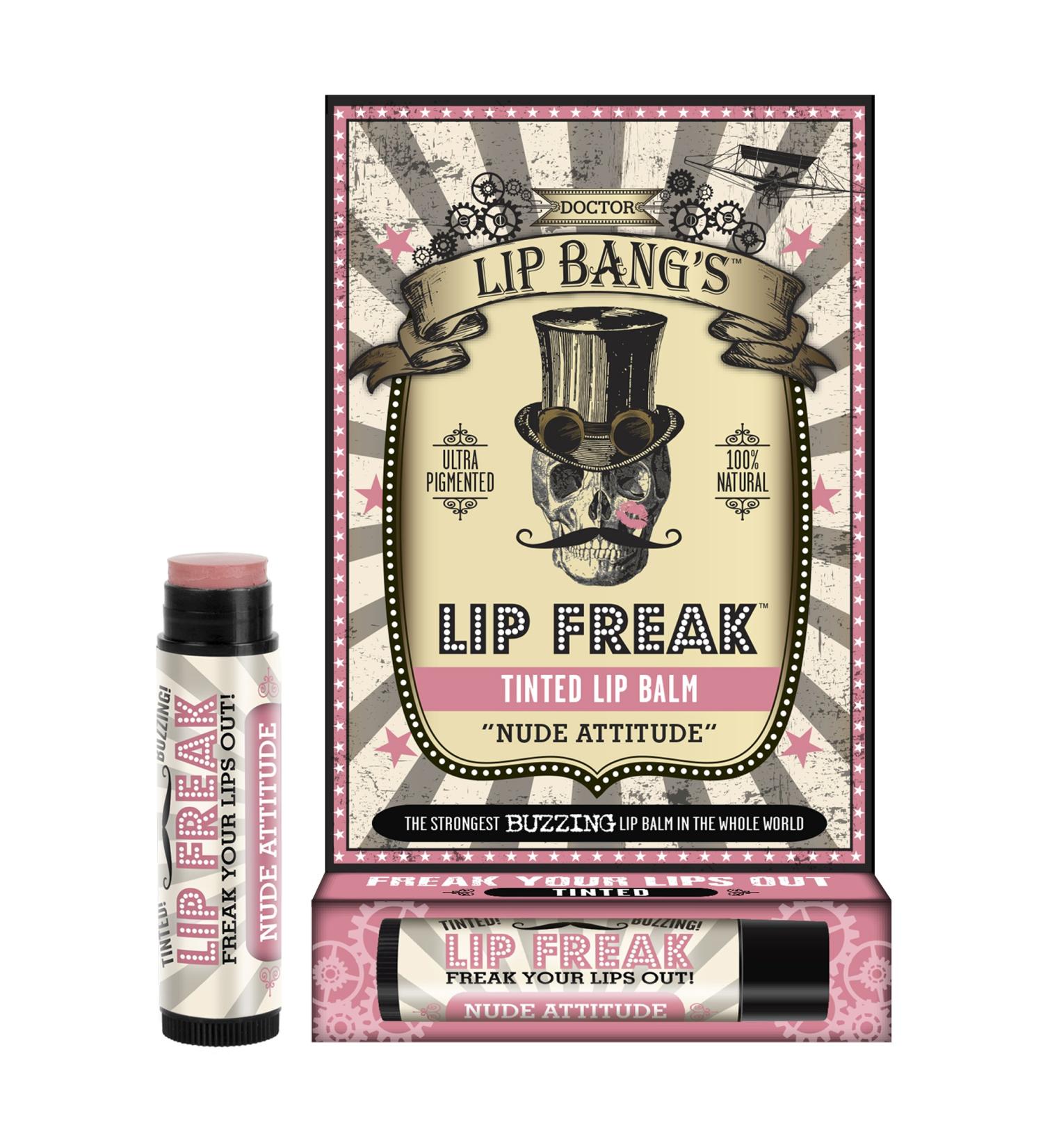 Doctor Lip Bang's BUZZING Lip Balm - Lip Freak | Tinted Nude Attitude | 100% Natural & Cruelty-Free - Buy Online on SooperMarket.com