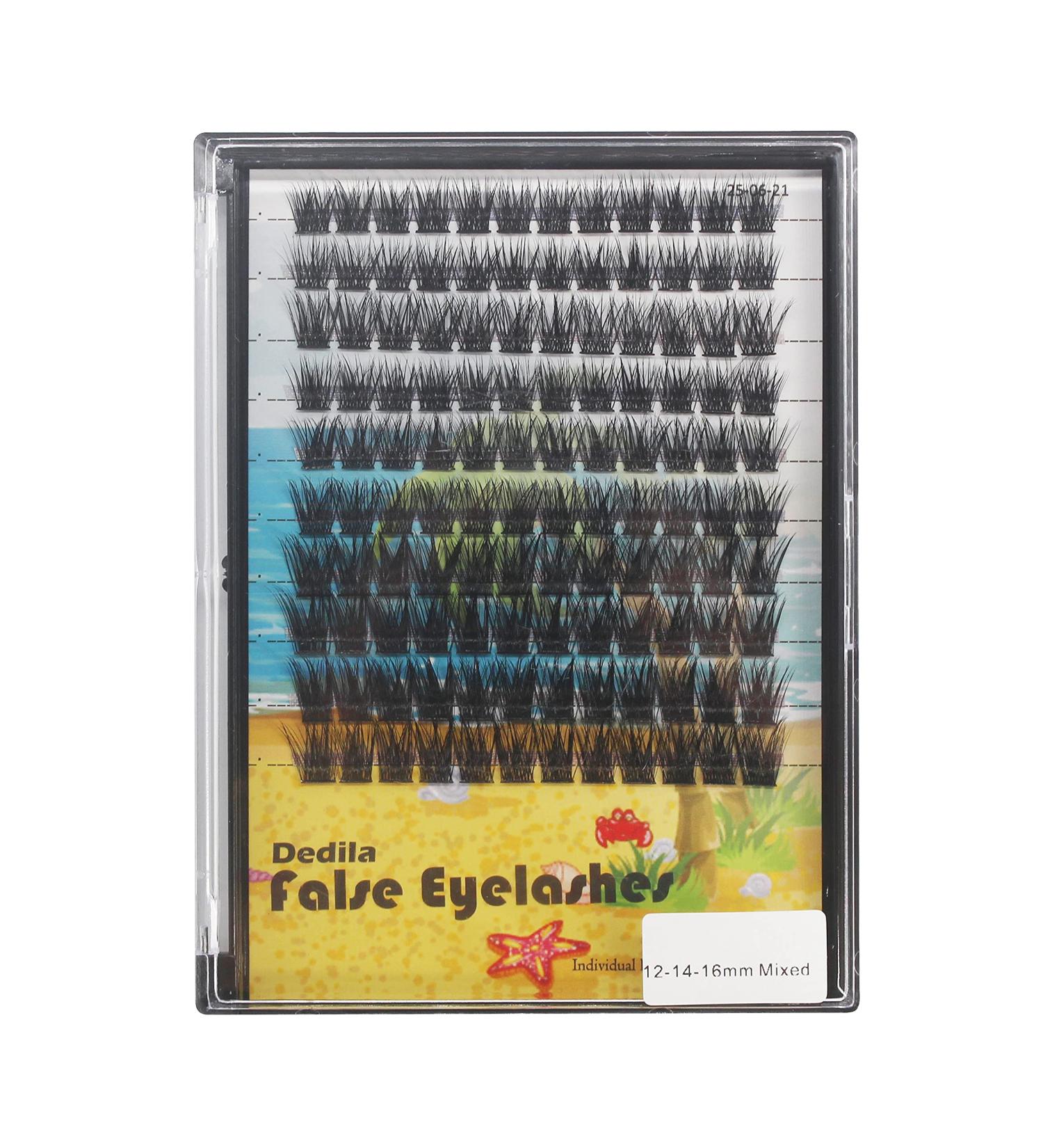 Dedila Large Pack Cluster Eyelash Extensions D Curl Wide Stem Mixed Set - 12-16mm | Dramatic Volume Individual False Eyelashes - Buy Online on SooperMarket.com