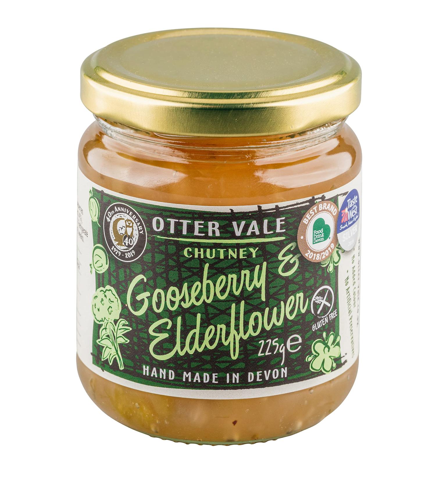 Otter Vale Gooseberry & Elderflower Chutney | Handmade in Devon | Gluten-Free | 225g Glass Jar - Buy Online on SooperMarket.com
