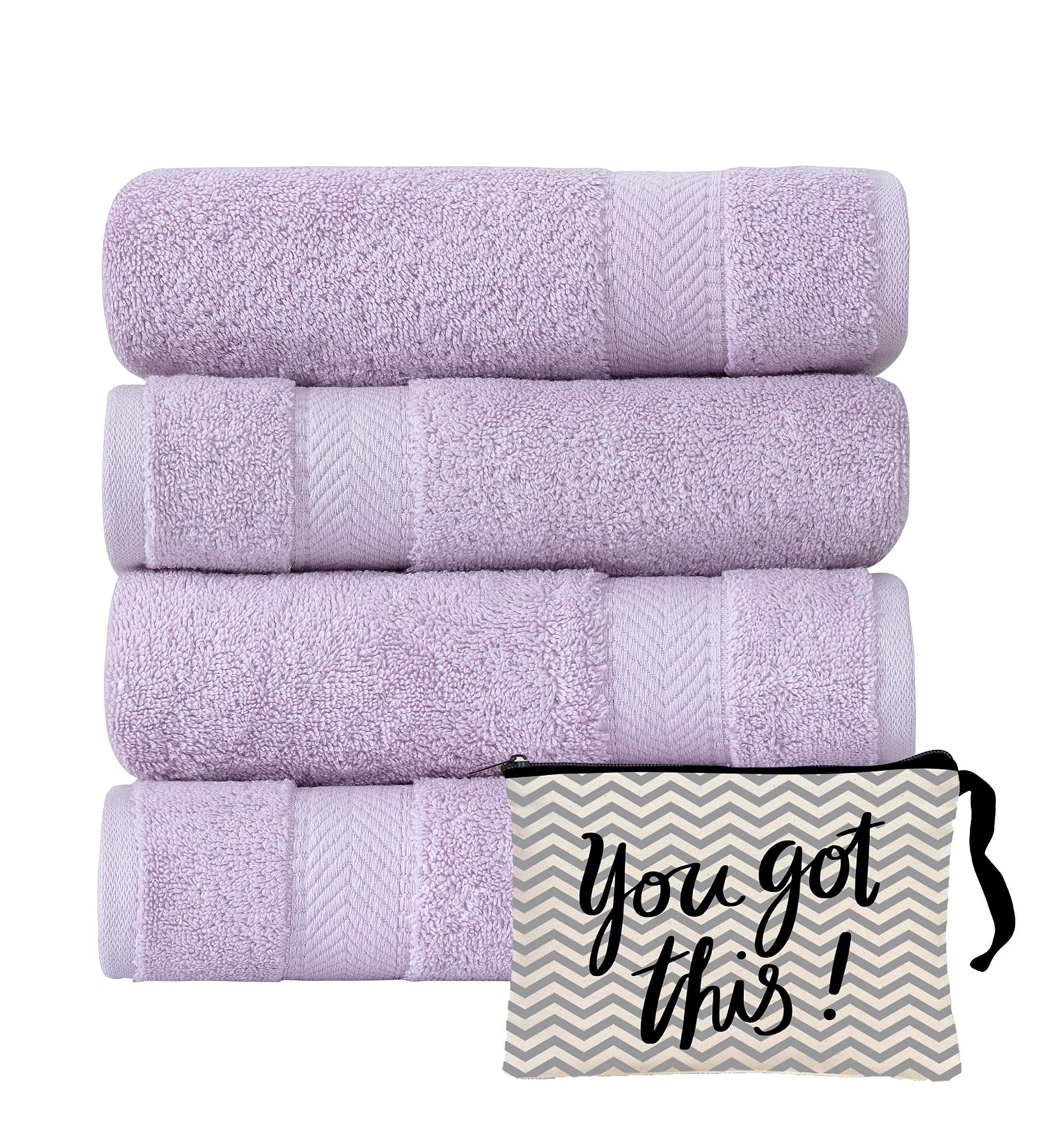 Luxurious Turkish Hand Towels Set | Soft & Absorbent | 100% Cotton | Quick Dry | Lavender - Set of 4 - Buy Online on SooperMarket.com